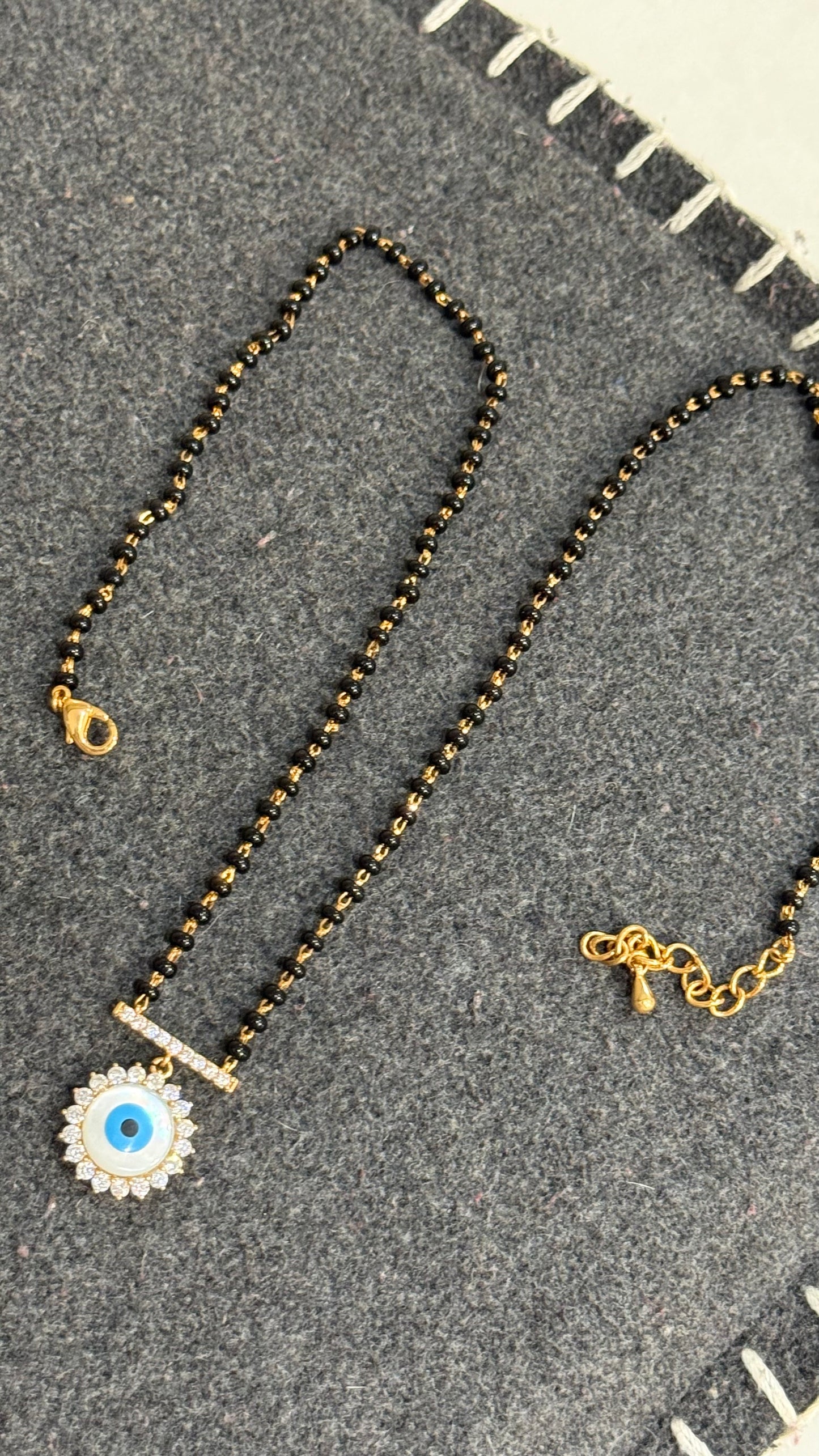 evil eye pendant with chain necklace mangalsutar