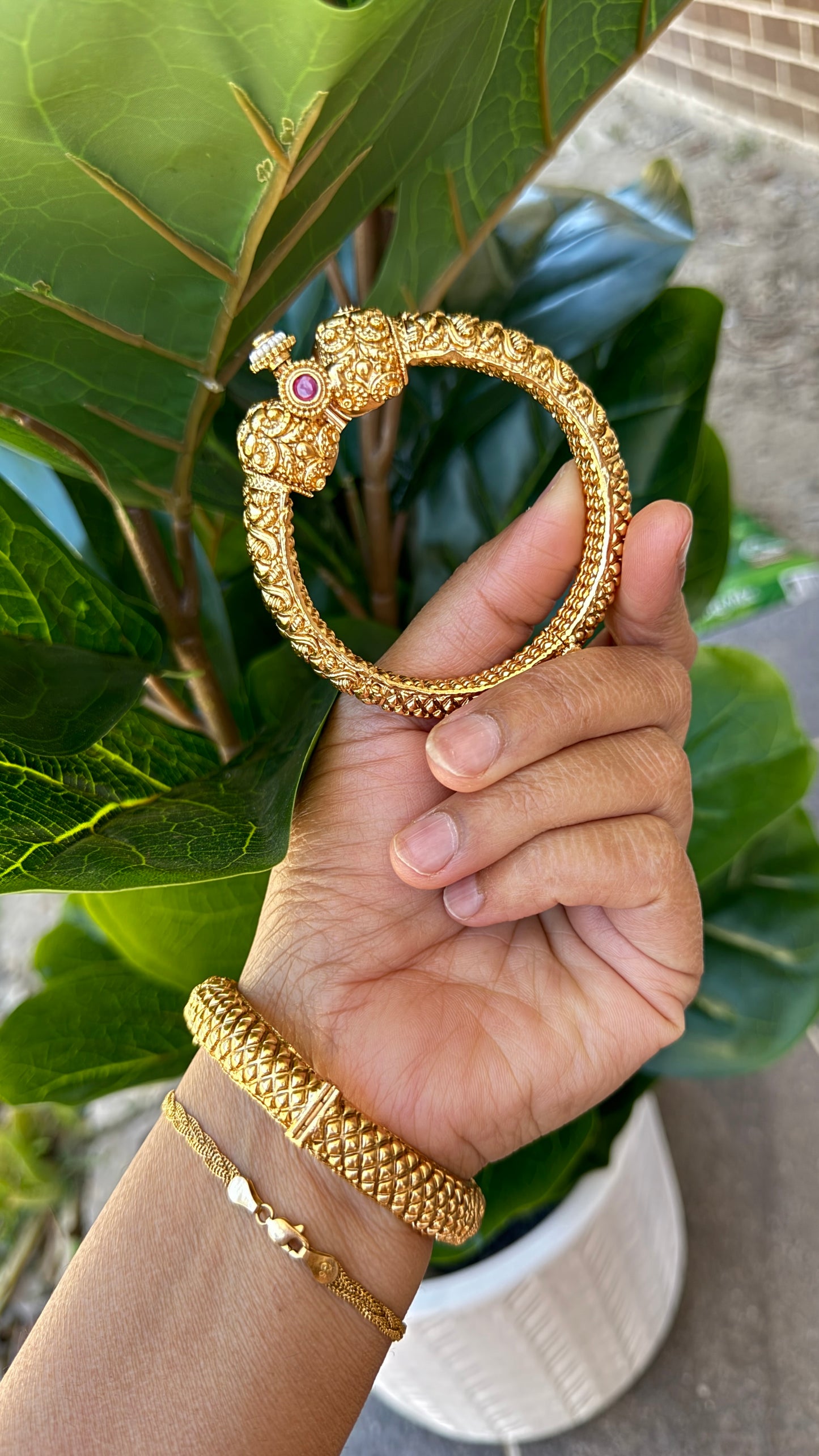Gold plated kangan antique look Sandookh collection design no 14