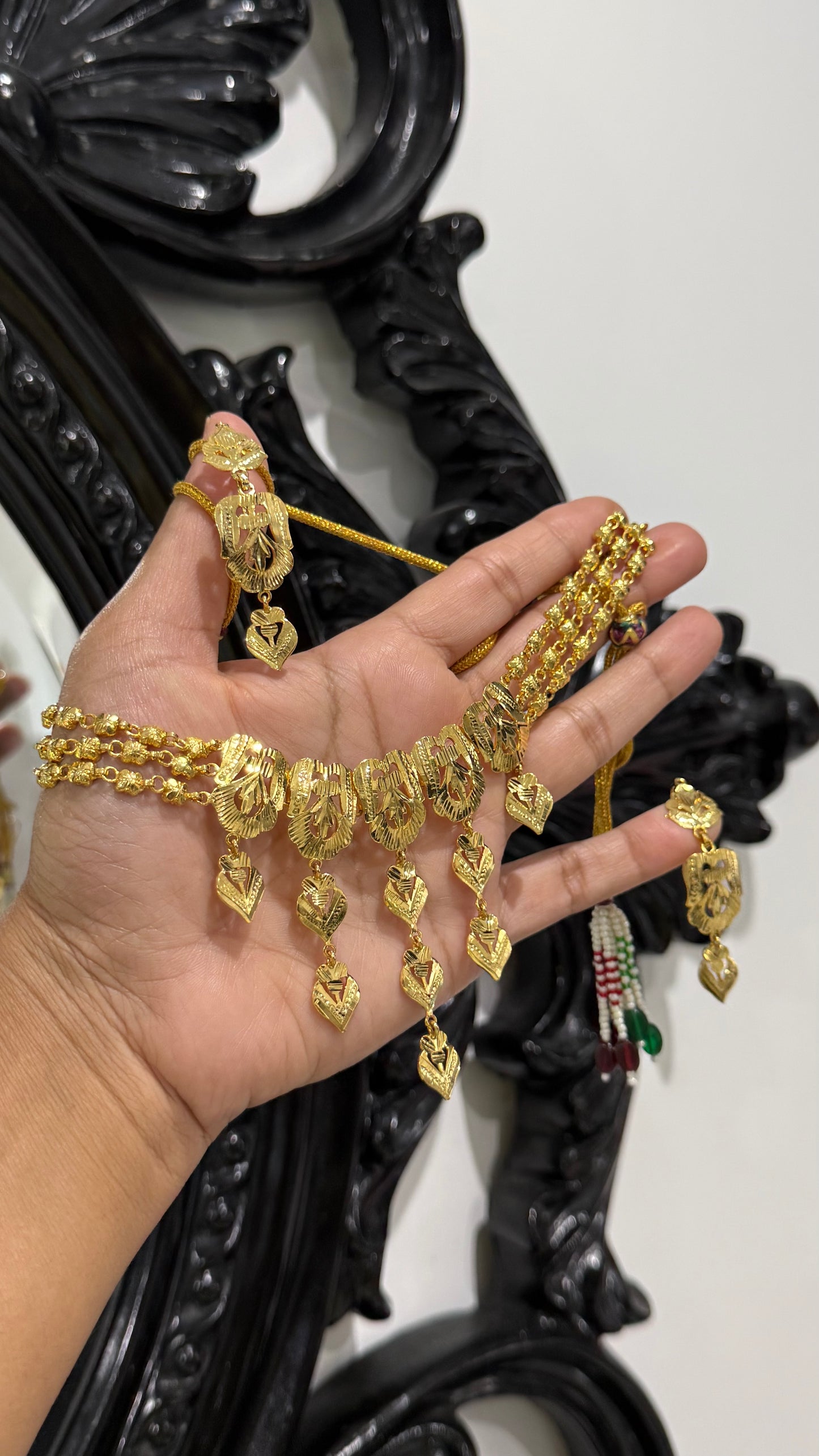 Gold Plated Necklace with Earring Bridal Jewellery Sandookh collection