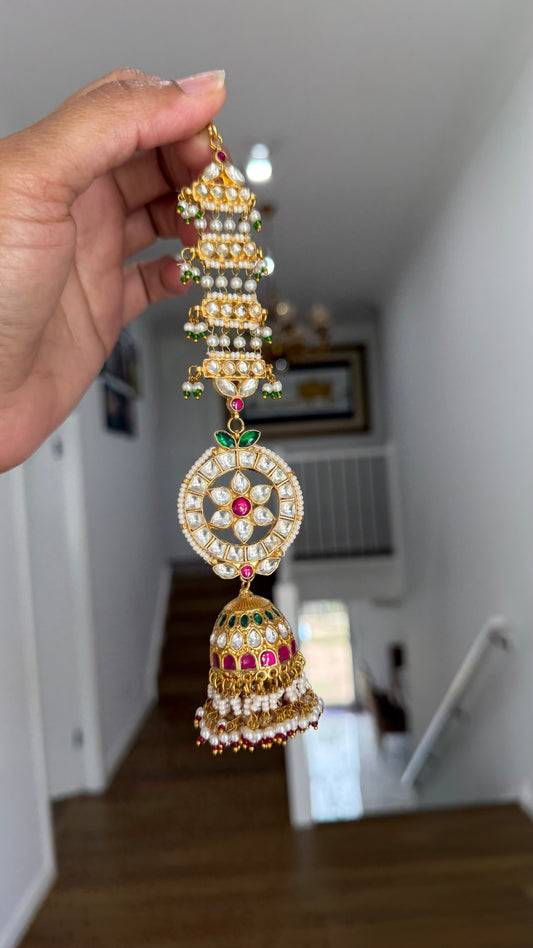 Pachi Kundan jhumka earrings