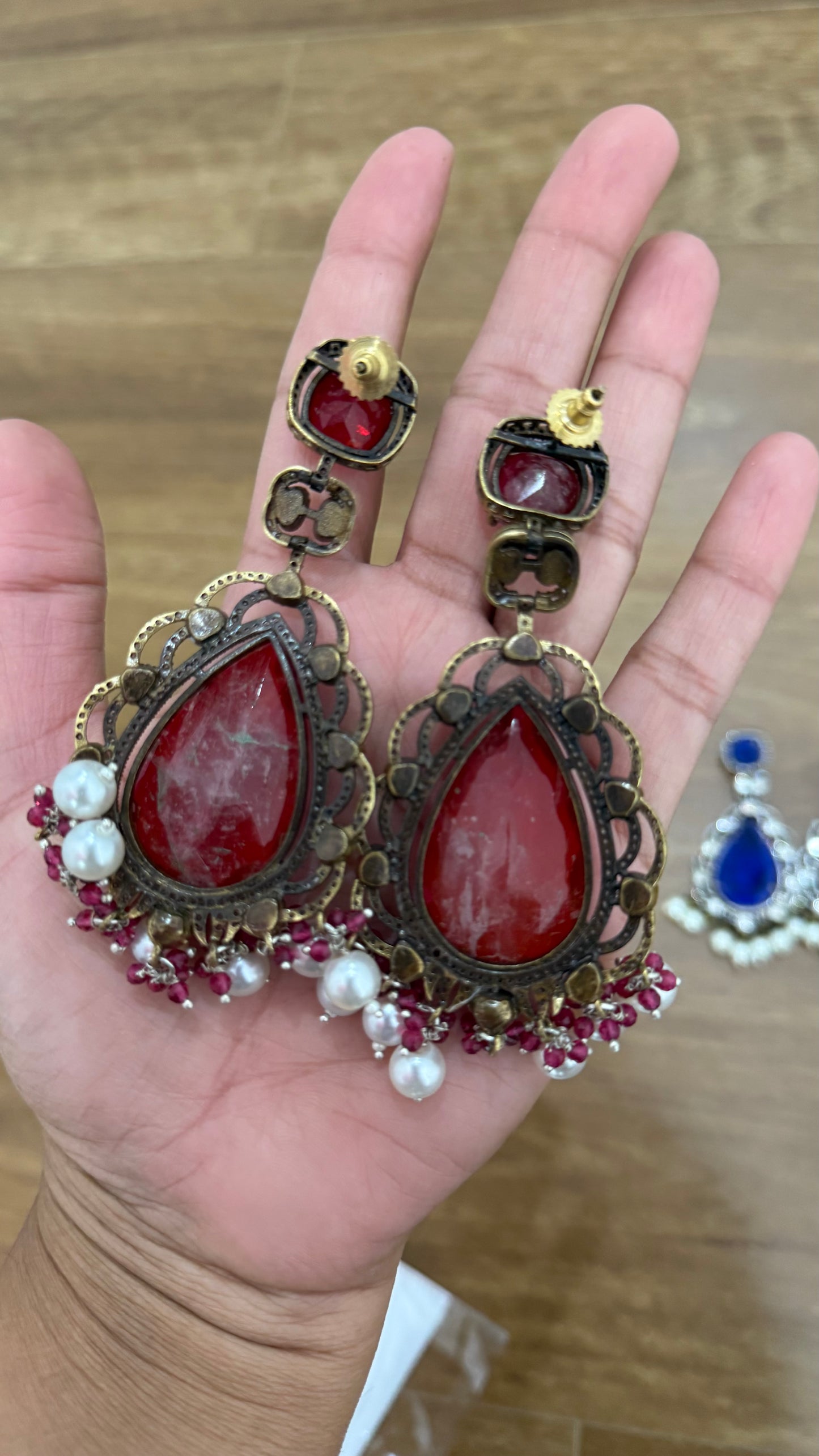 Moissanite Kundan earrings Real Gold Inspired affordable design