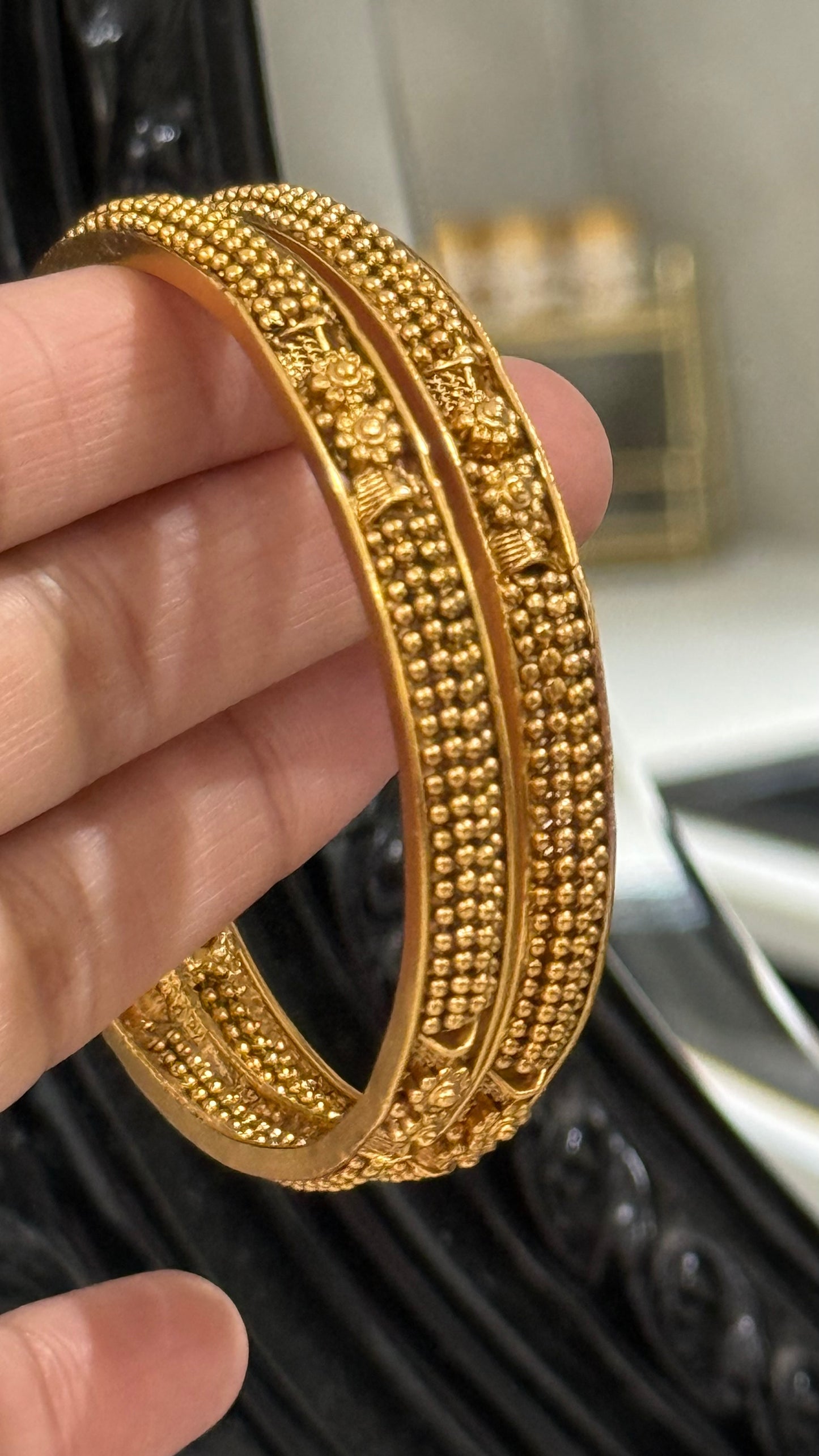 Antique gold plated Kangan bangles – traditional Indian bridal jewelry set for weddings and festivals available in Australia and worldwide