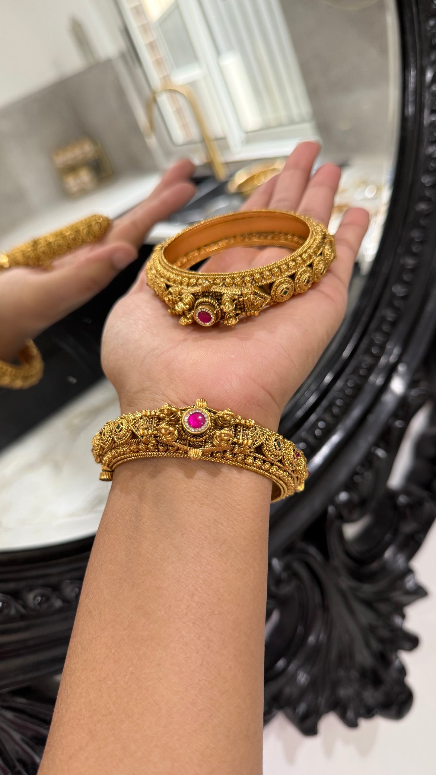 Antique gold plated Kangan bangles – traditional Indian bridal jewelry set for weddings and festivals available in Australia and worldwide