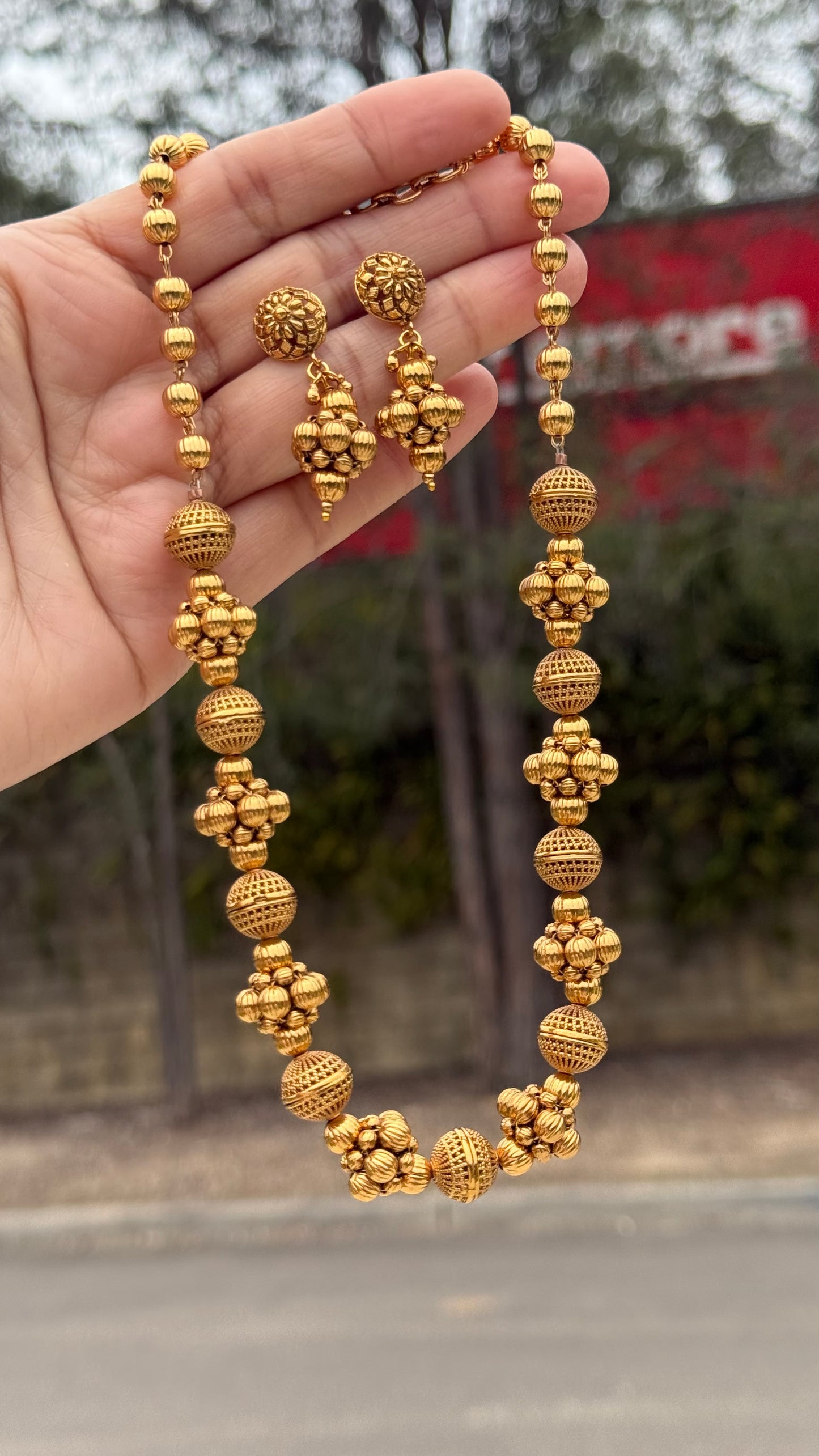 Antique gold plated necklace with traditional Indian design