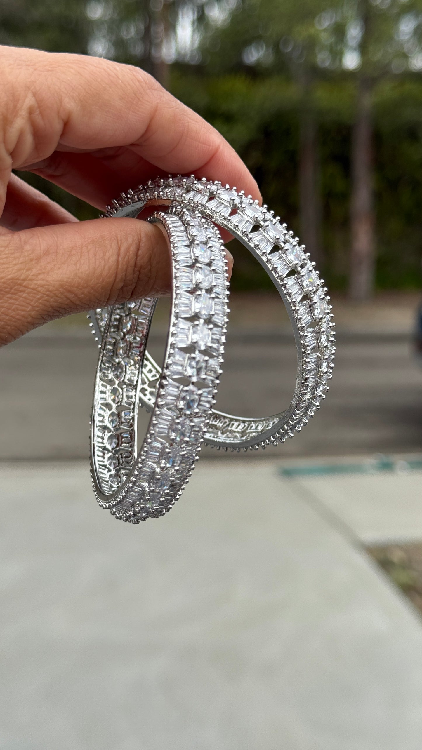 American Diamond silver kangan