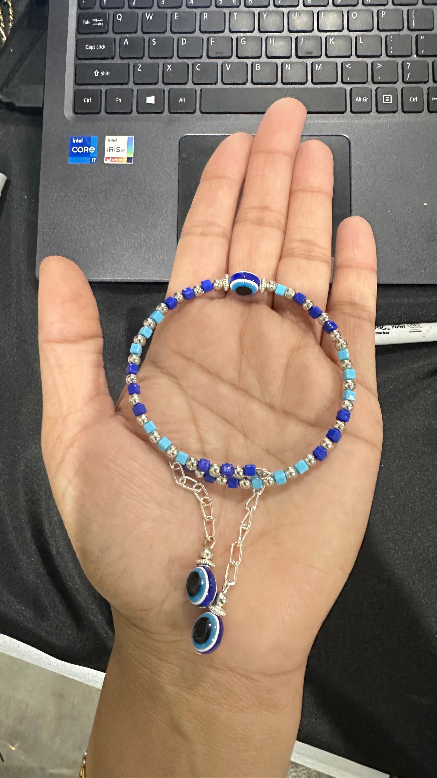 free size evil eye bracelet rakhi gift for bhabi or sister