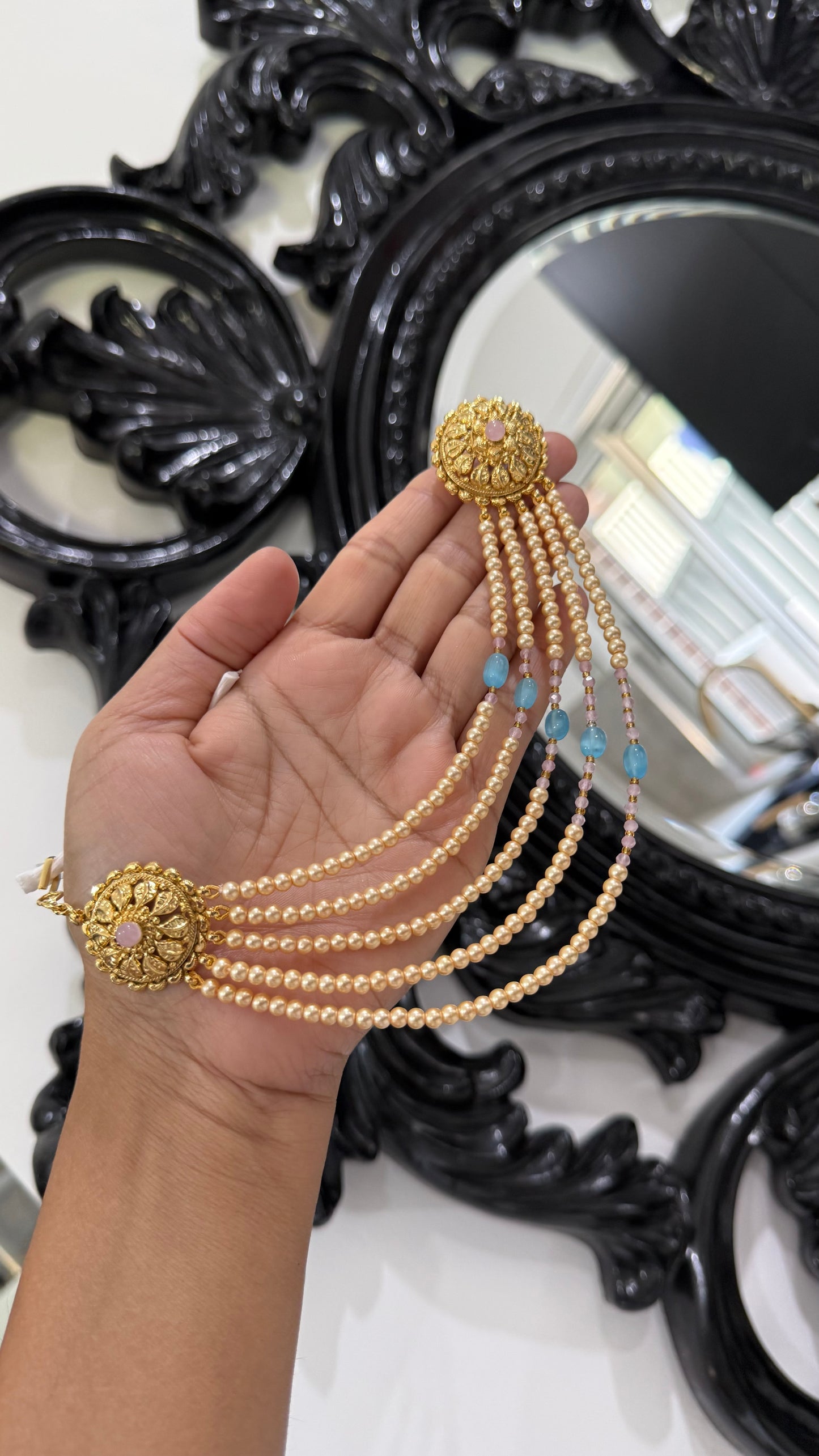 Gold plated studs with attached sahare Sandookh collection