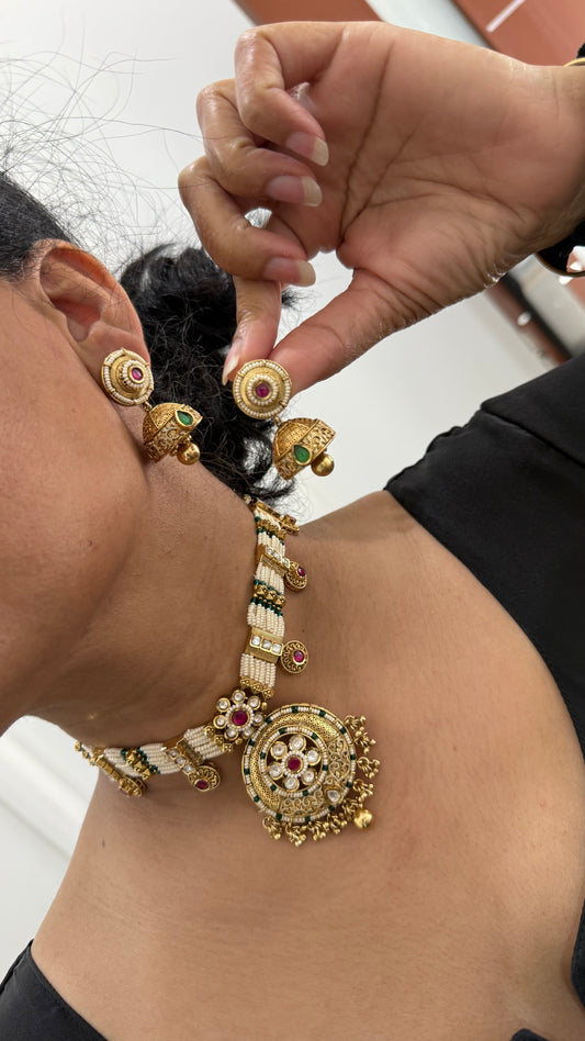 Heritage Jewelry Gold Plated Indian choker Sandookh collection