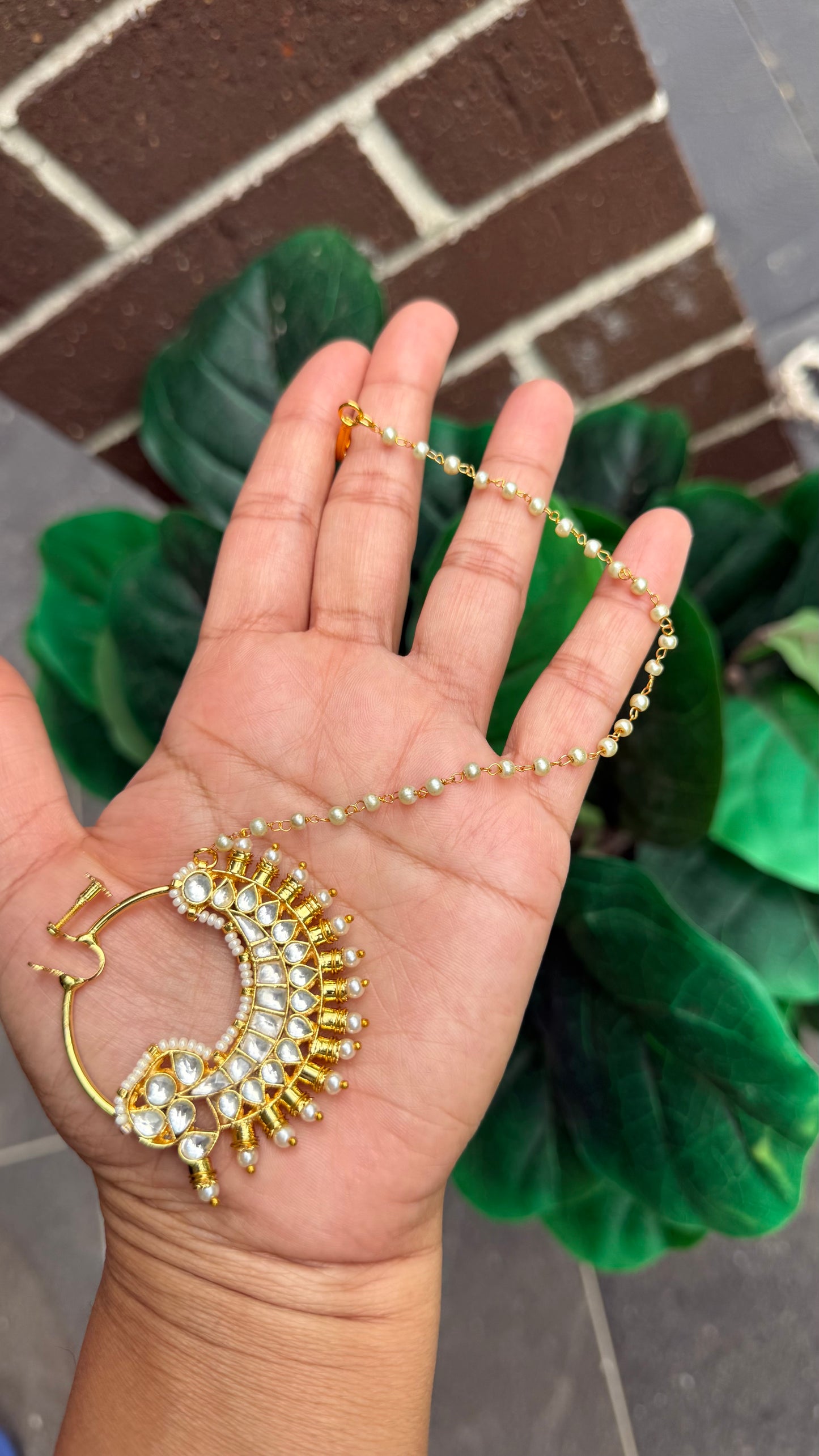 Pachi Kundan Nath (Non-Piercing Nose Ring) – Traditional Bridal Nath