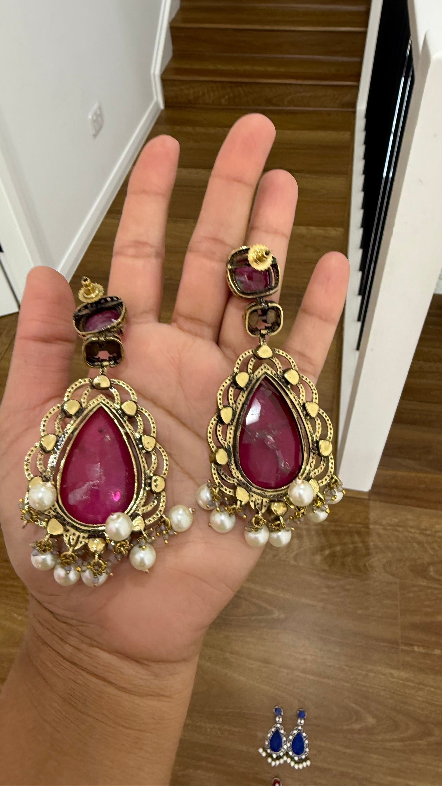 Moissanite Kundan earrings Real Gold Inspired affordable design
