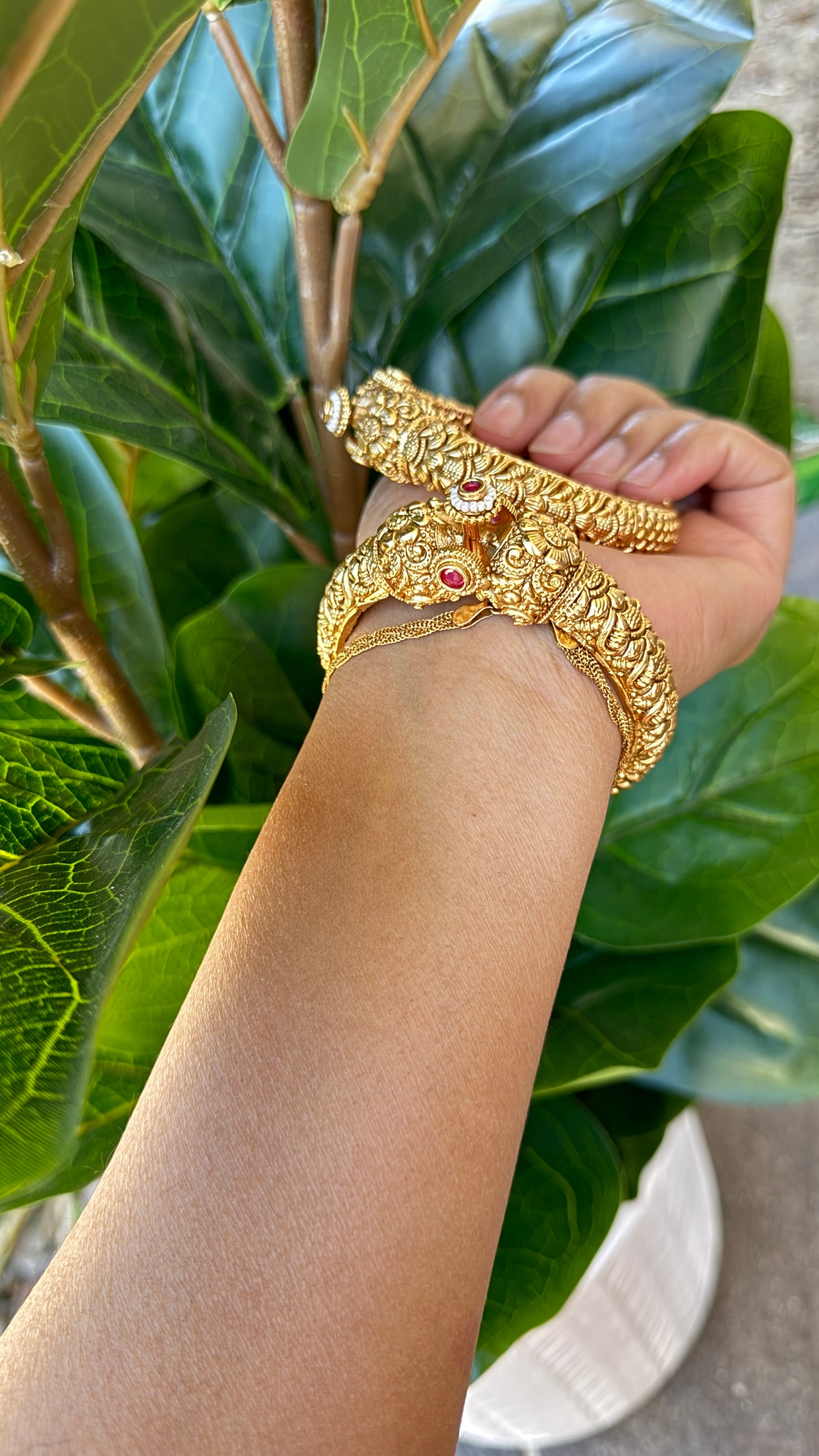 Gold plated kangan antique look Sandookh collection design no 14