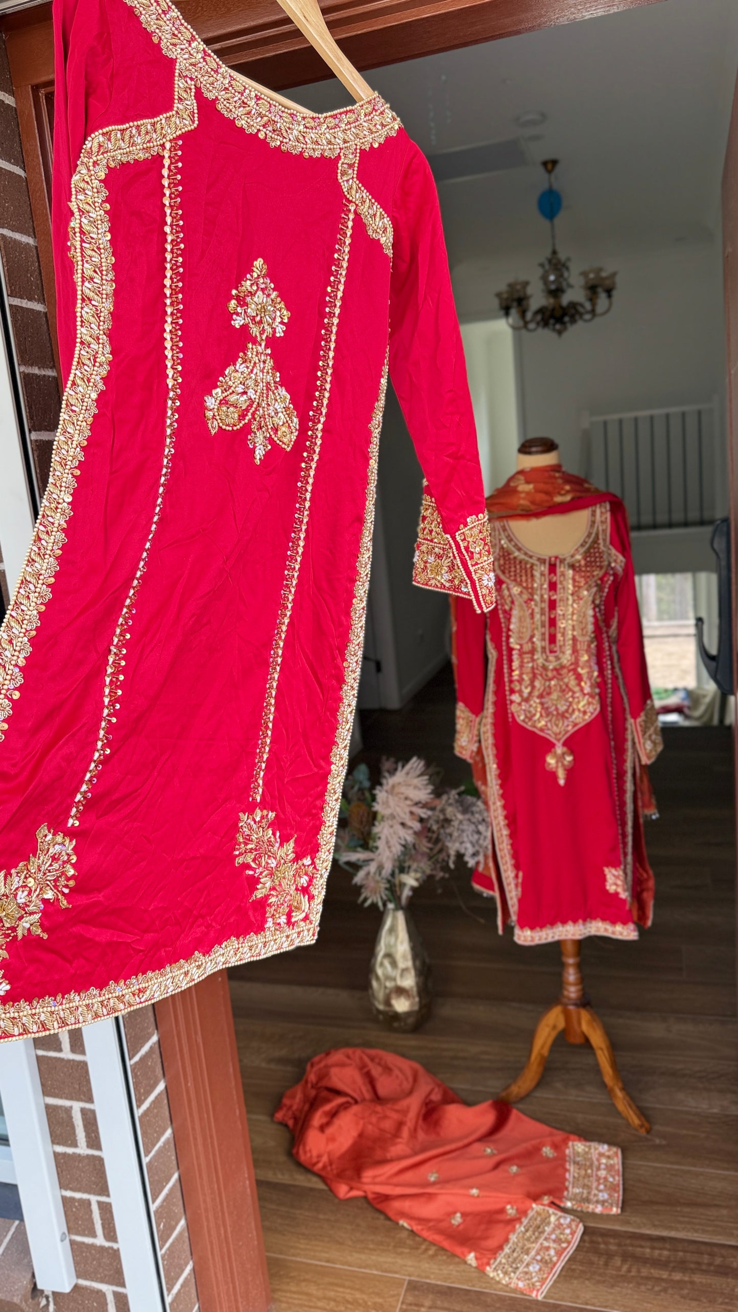 party wear salwar suit red