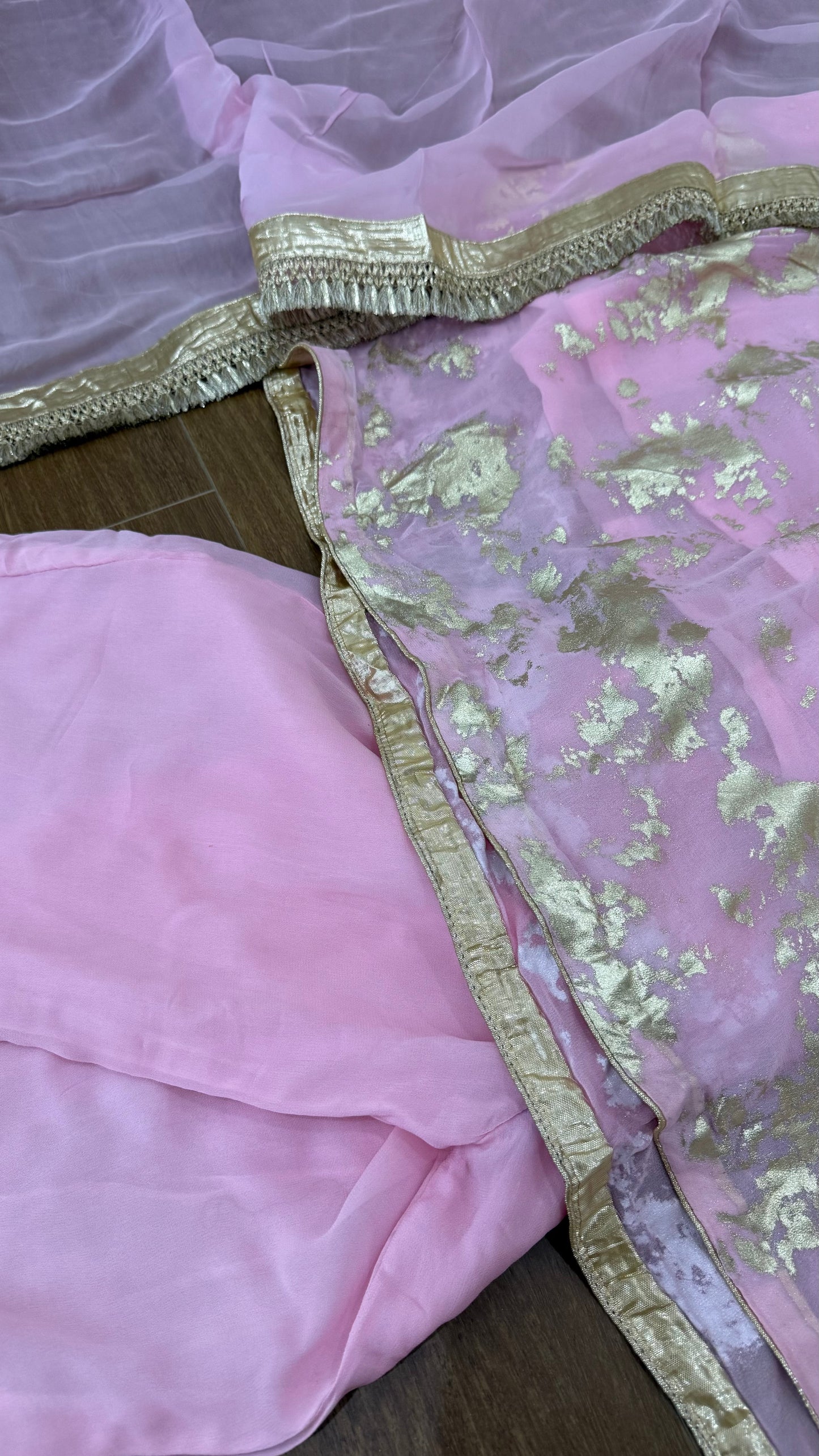 Anarklai Frock with dupatta and palazo Indian outfit baby pink