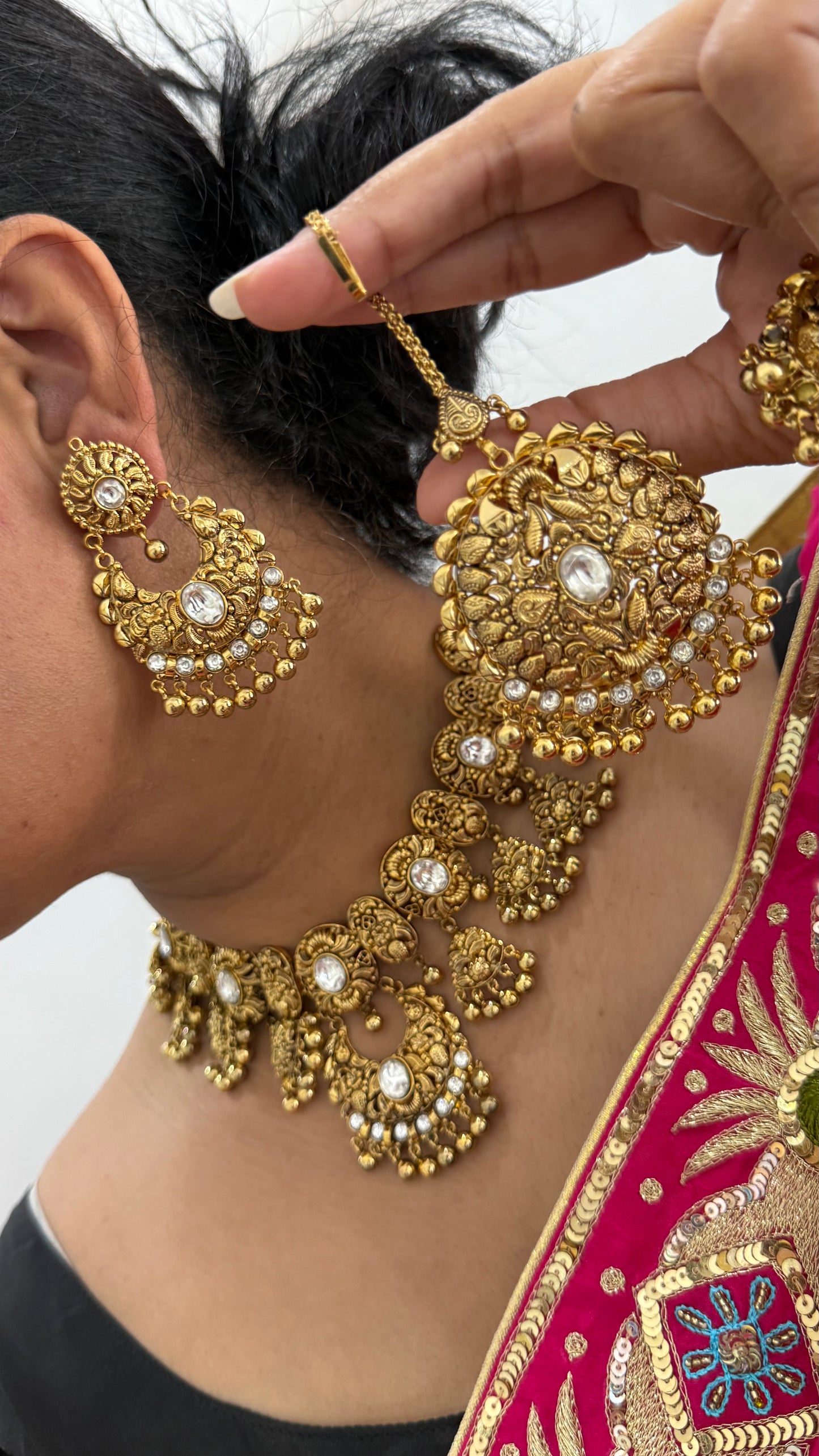 Gold plated necklace set Sandookh collection Bridal or party wear