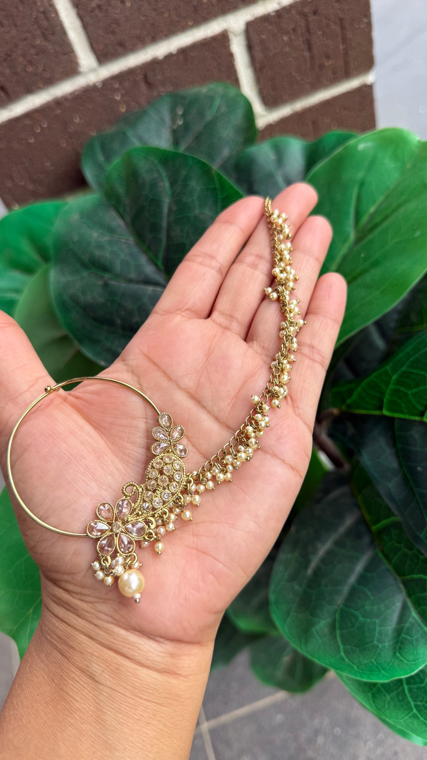 Kundan Nath (Non-Piercing Nose Ring) – Traditional Bridal Nath