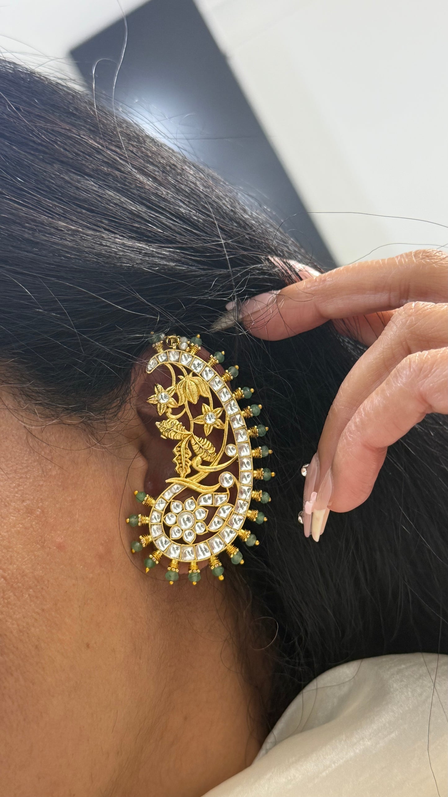 Premium Pachi Kundan Ear Cuffs & Earrings