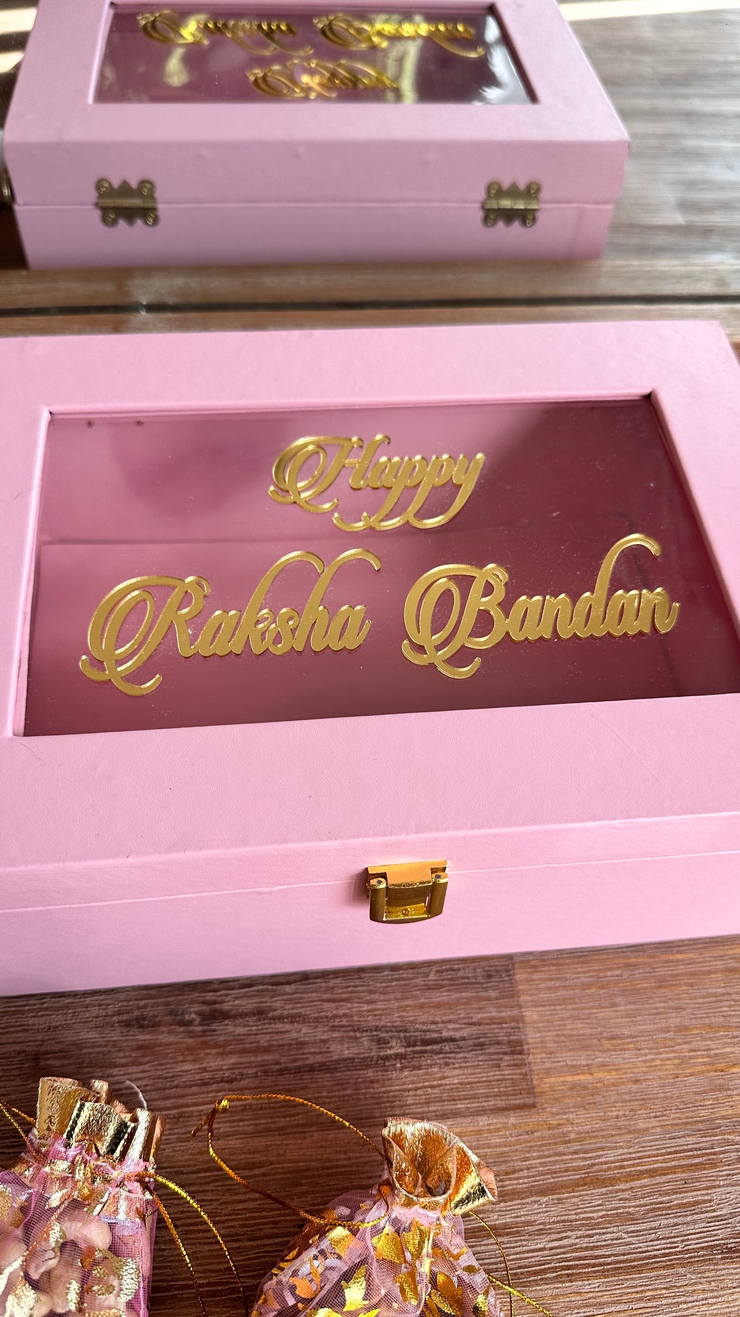 Rakhi gift hamper pink empty