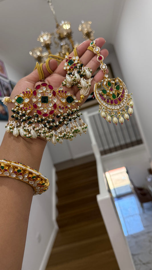 Designer pachi Kundan choker and eaarings  Inspired by Bollywood Fashion