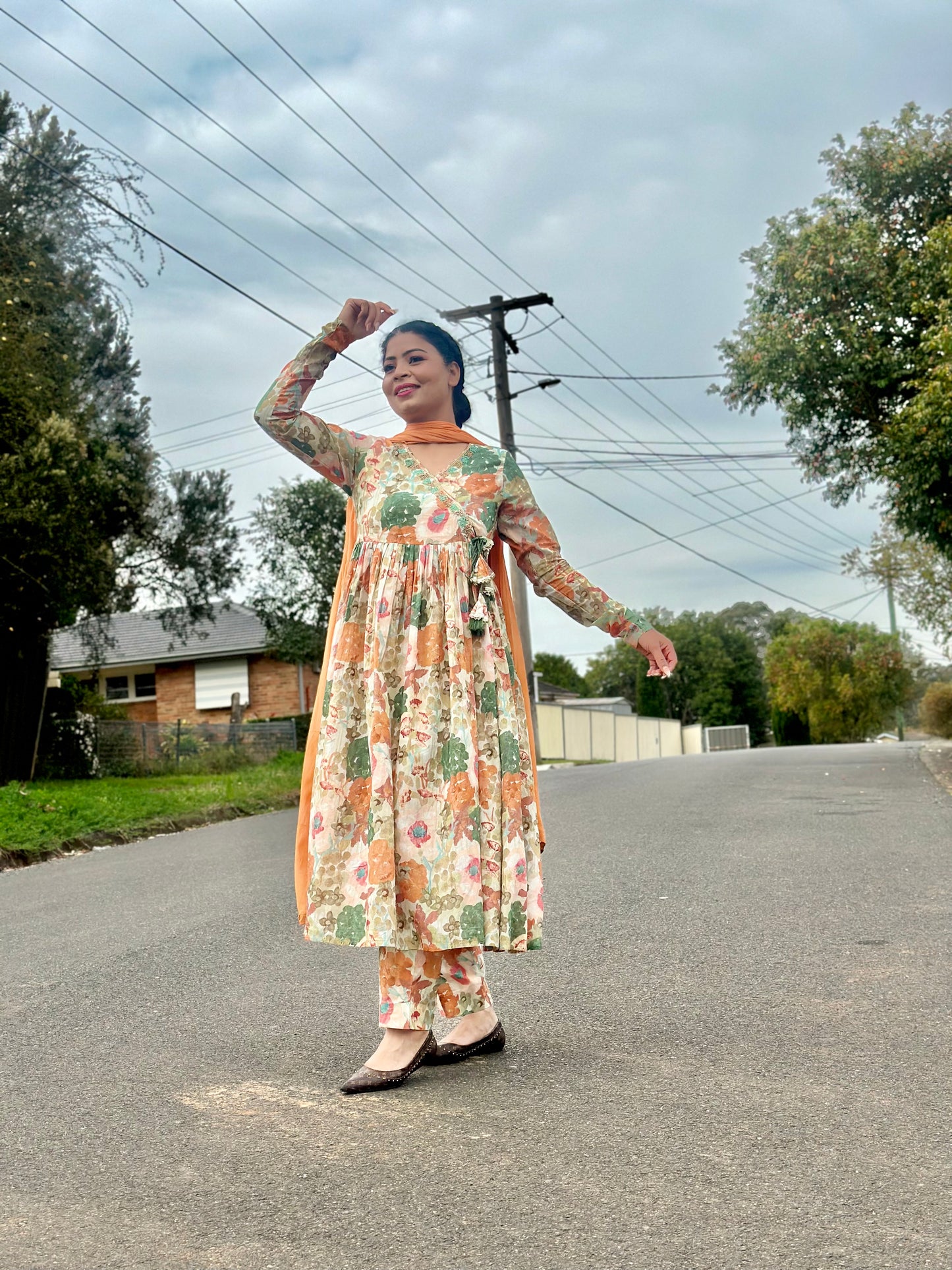 Cotton anarkali style outfit