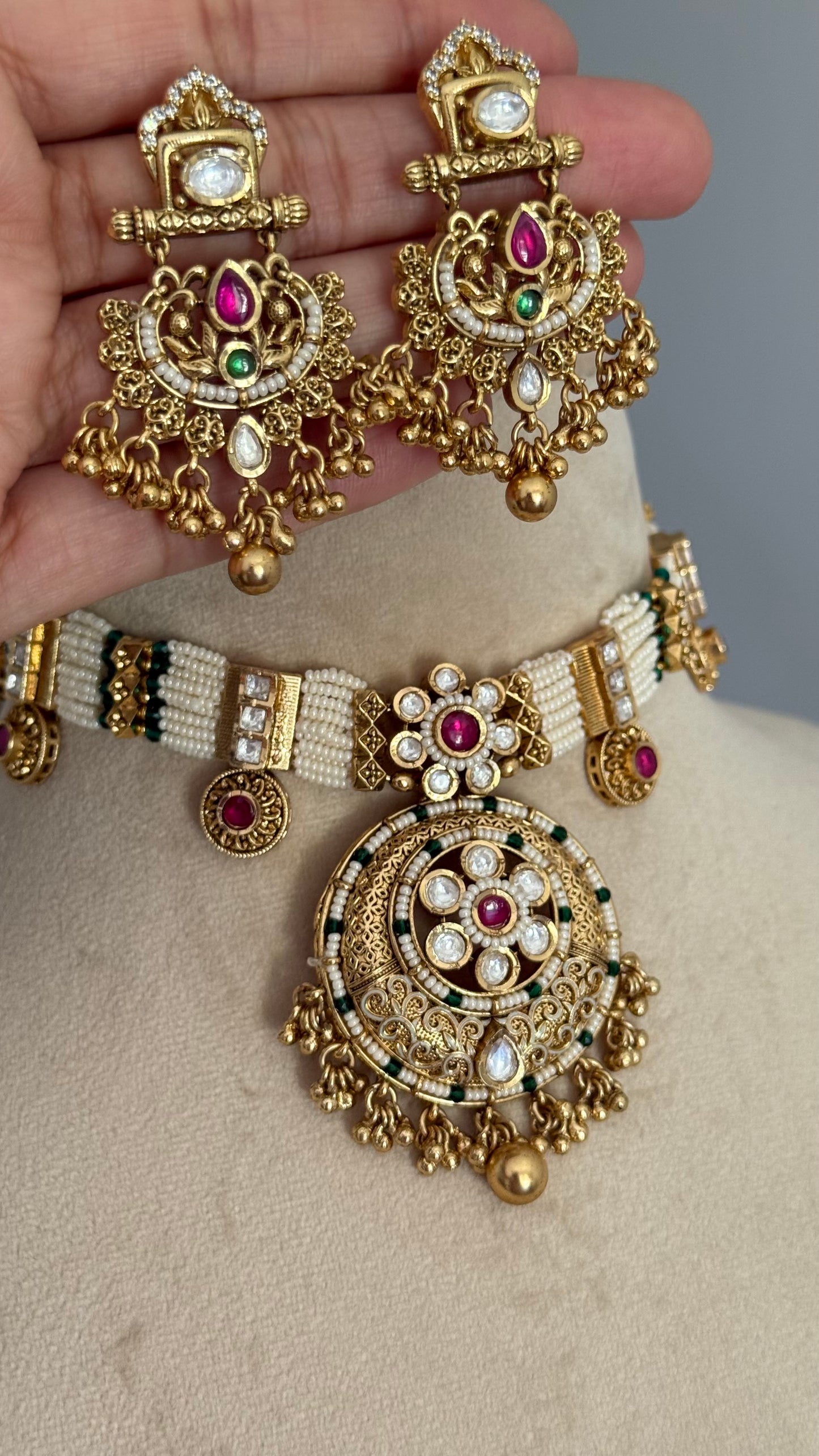 Gold Plated Indian choker Sandookh collection