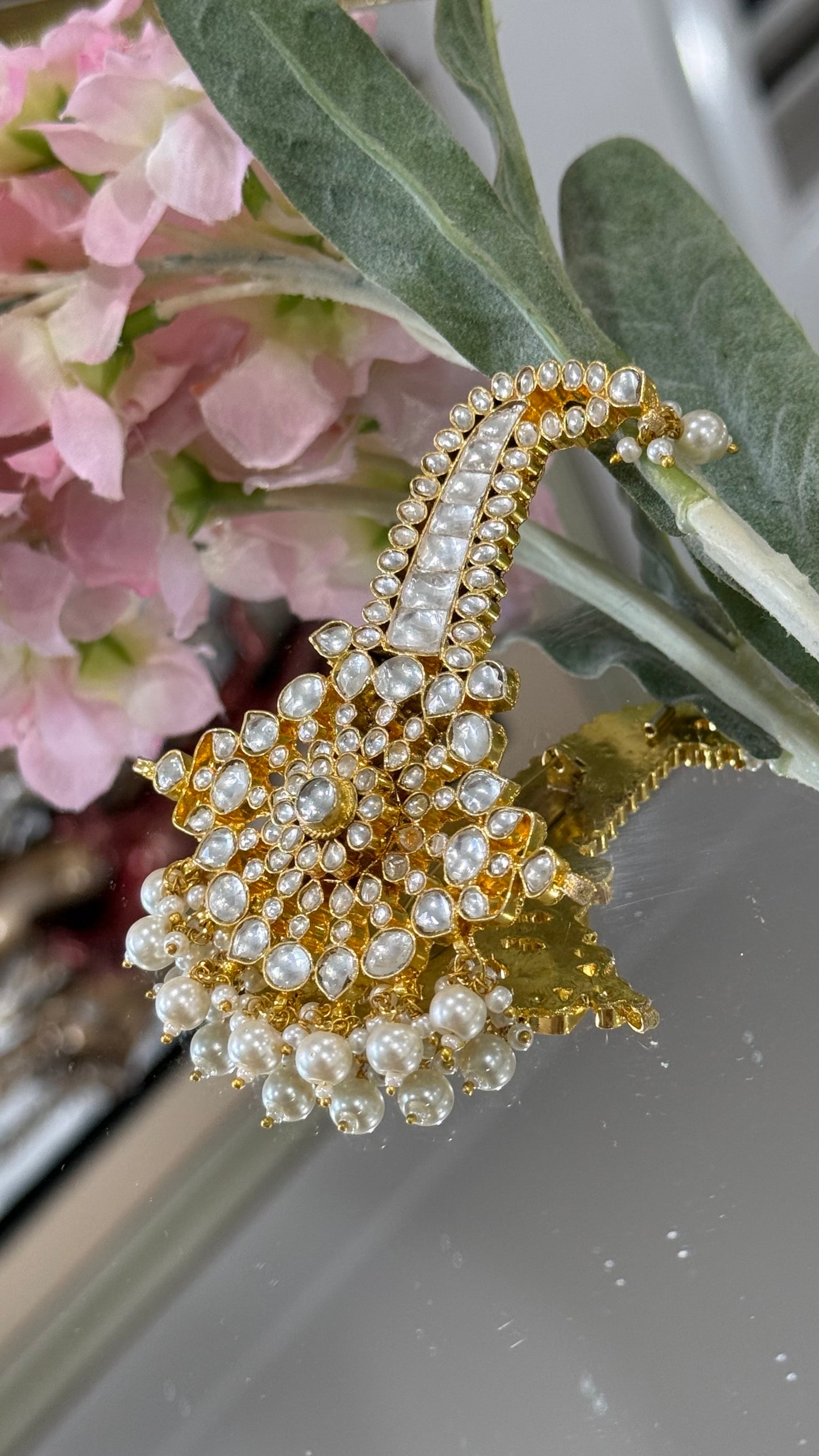 Handcrafted Wedding Kalgi Pachi – Groom/Men Turban Accessory | Gold-Plated | Mehar Punjab Designs