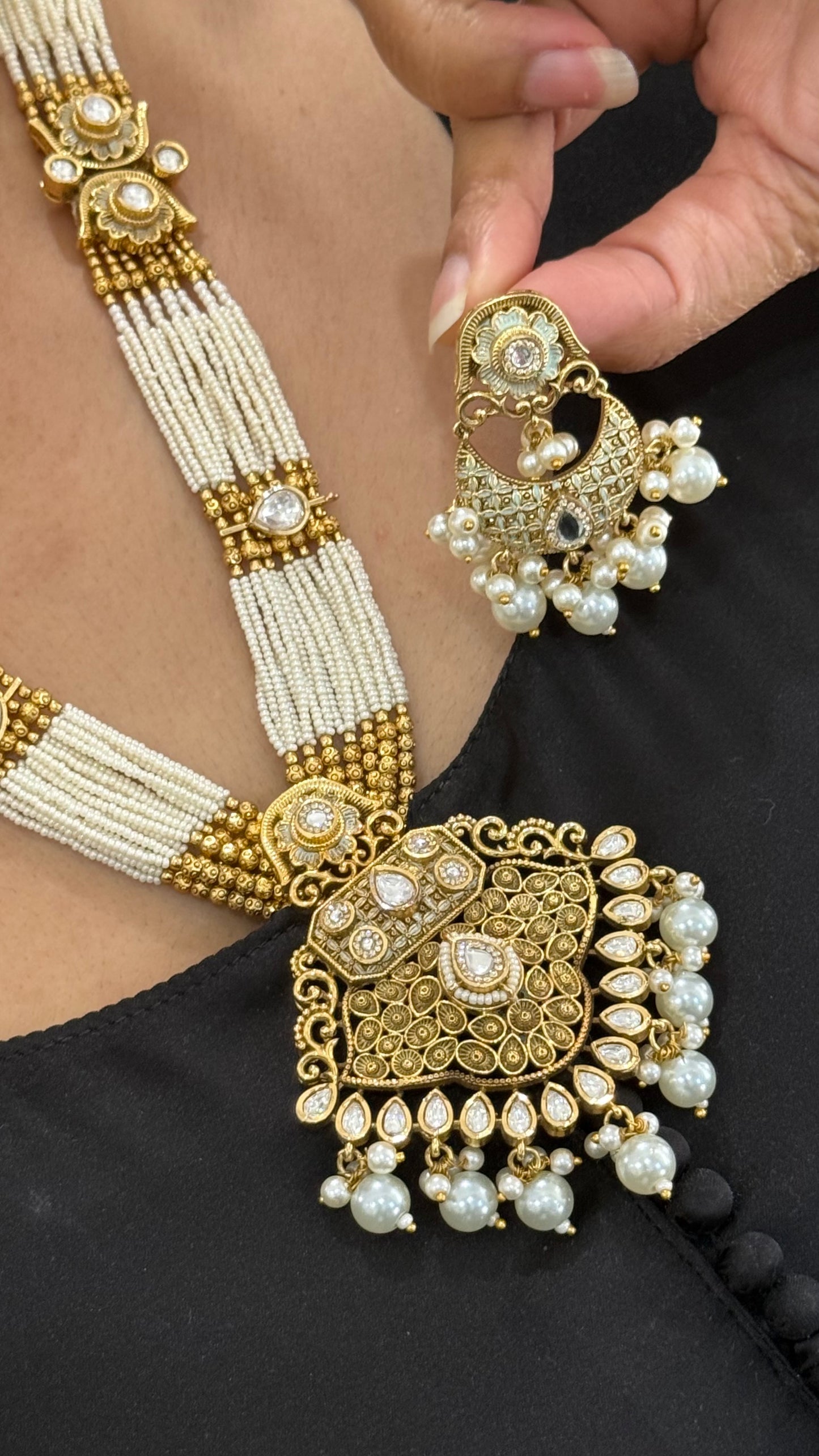 Heritage Jewelry Gold Plated Indian Long necklace / Raani haar Sandookh collection