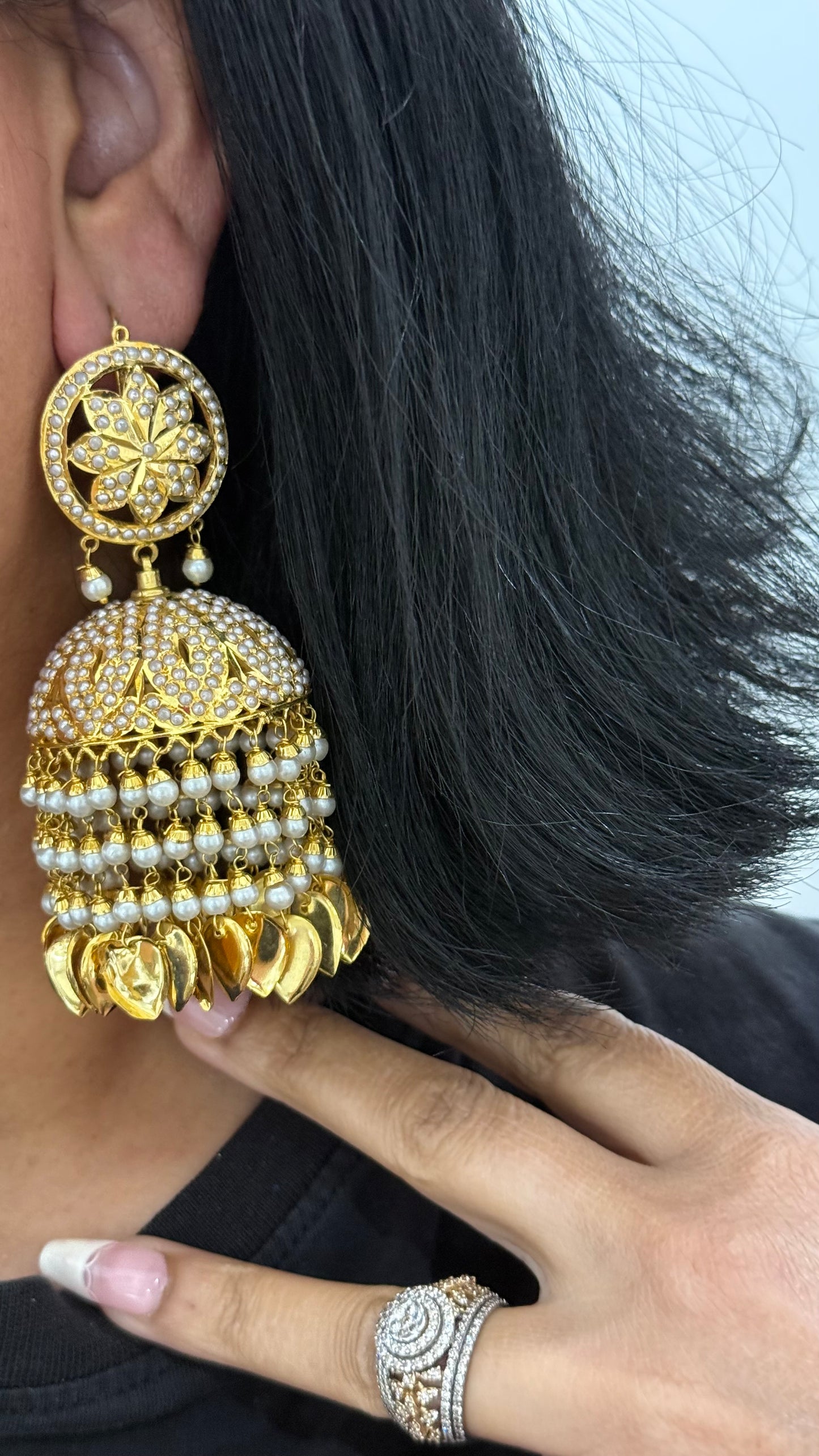 Real Jadau Gold Plated Jhumka
