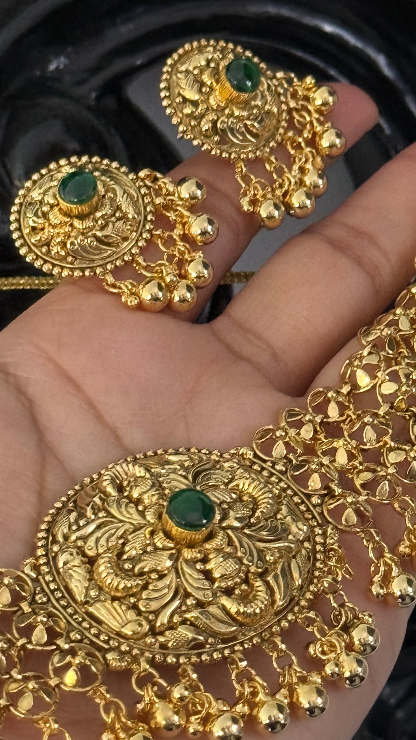 Gold Plated Indian Choker Set with studs Sandookh collection