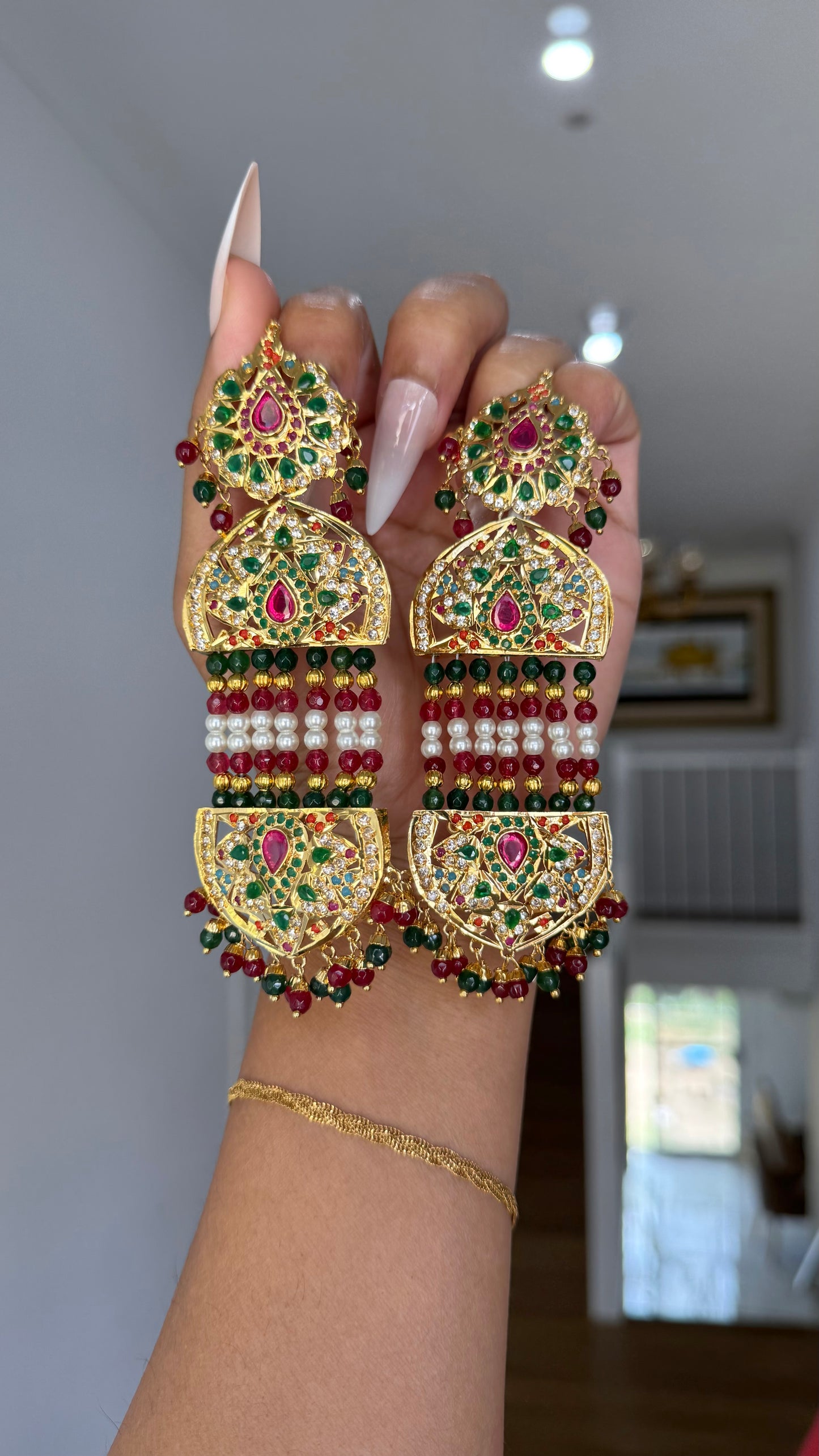 Real Jadau Gold Plated Earrings – Real Gold Look