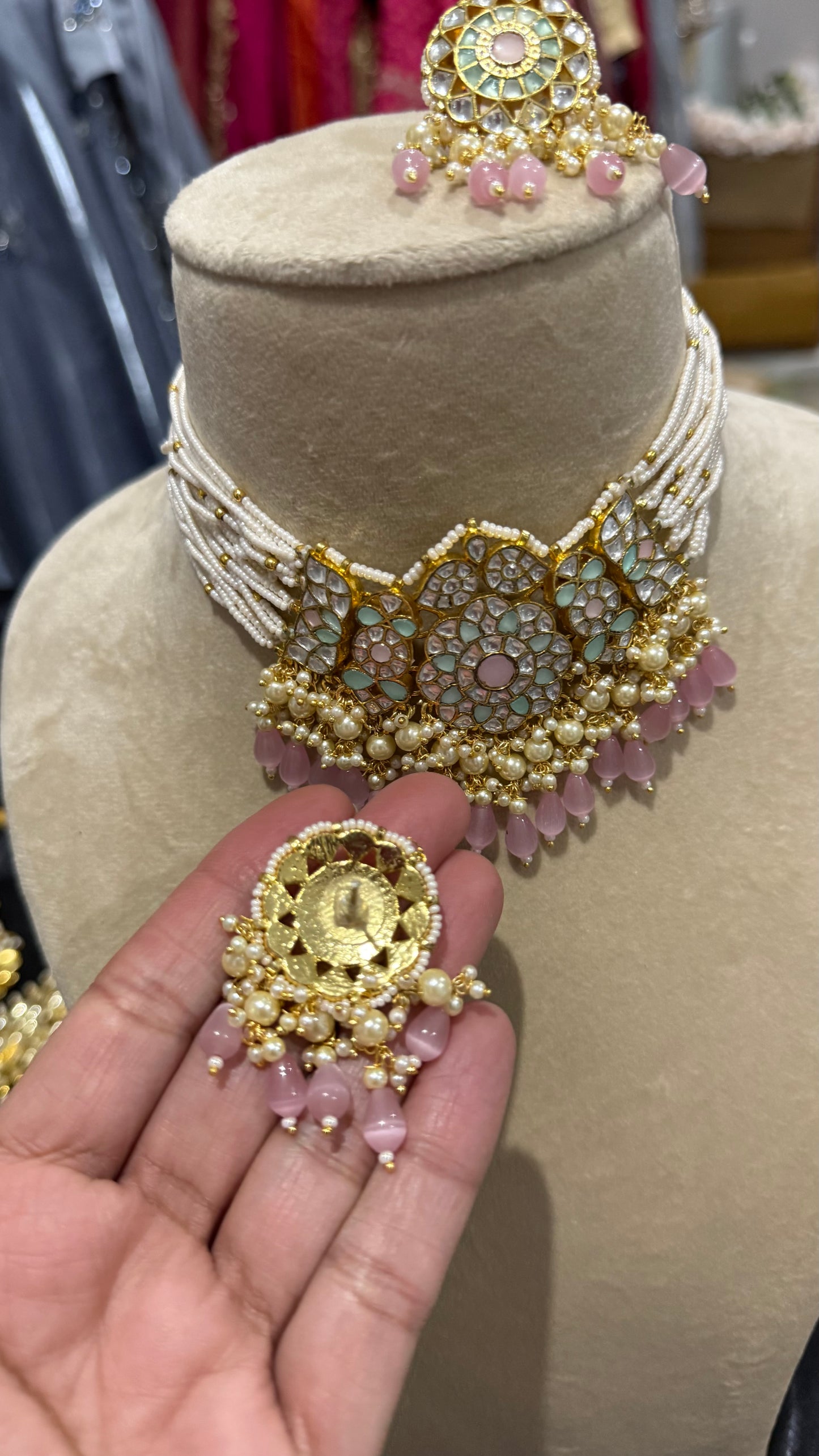 Pachi Kundan Choker Set – Bridal Indian Jewelry with Earrings