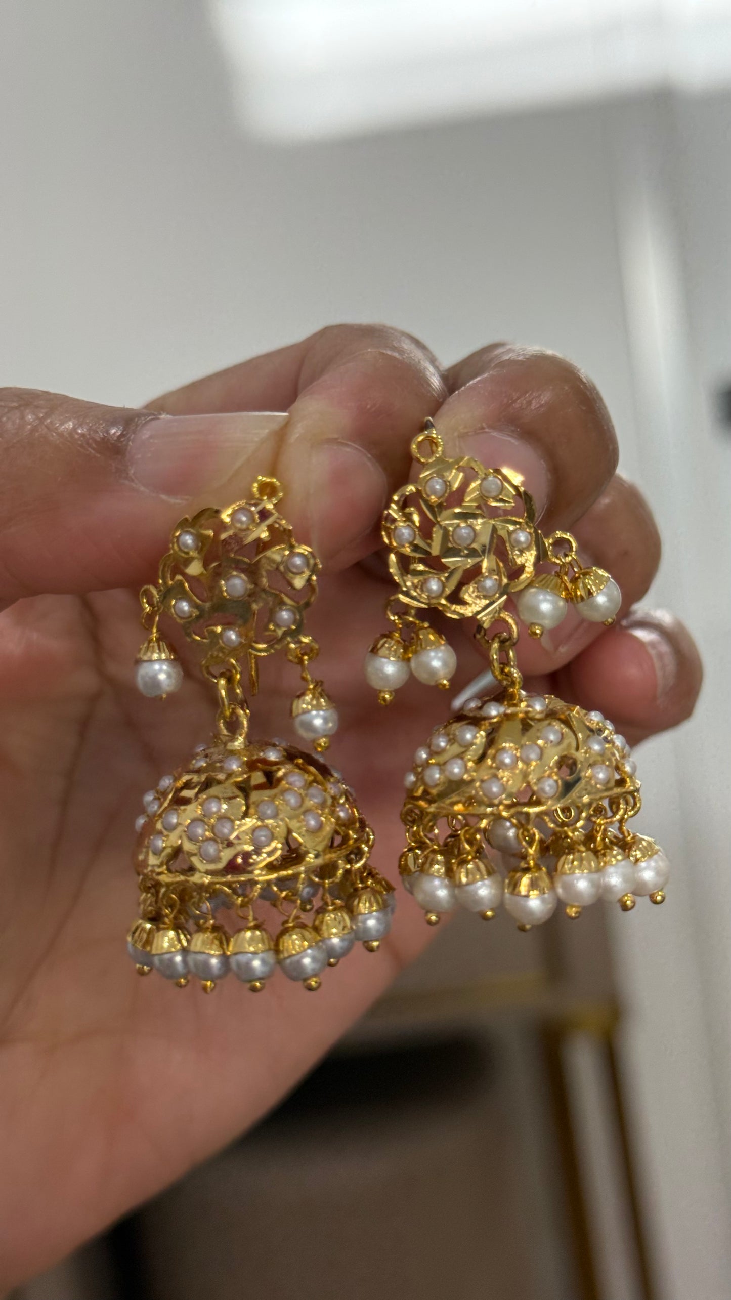 Real Jadau Gold Plated jhumka