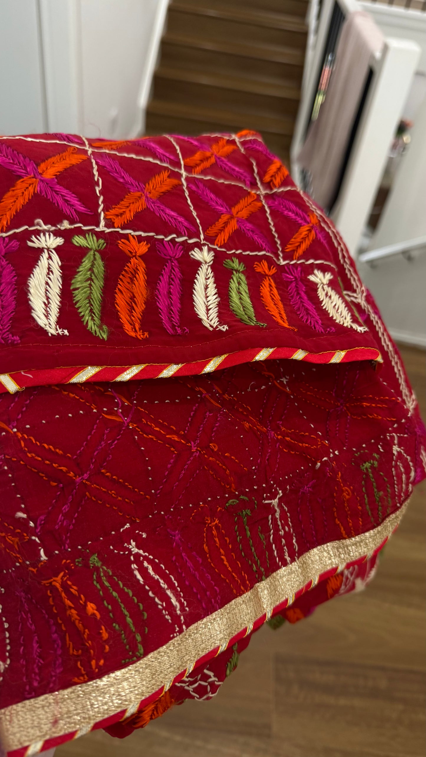 Pure Chinon Phulkari Dupatta – Hand Embroidered Punjabi Heritage – Australia