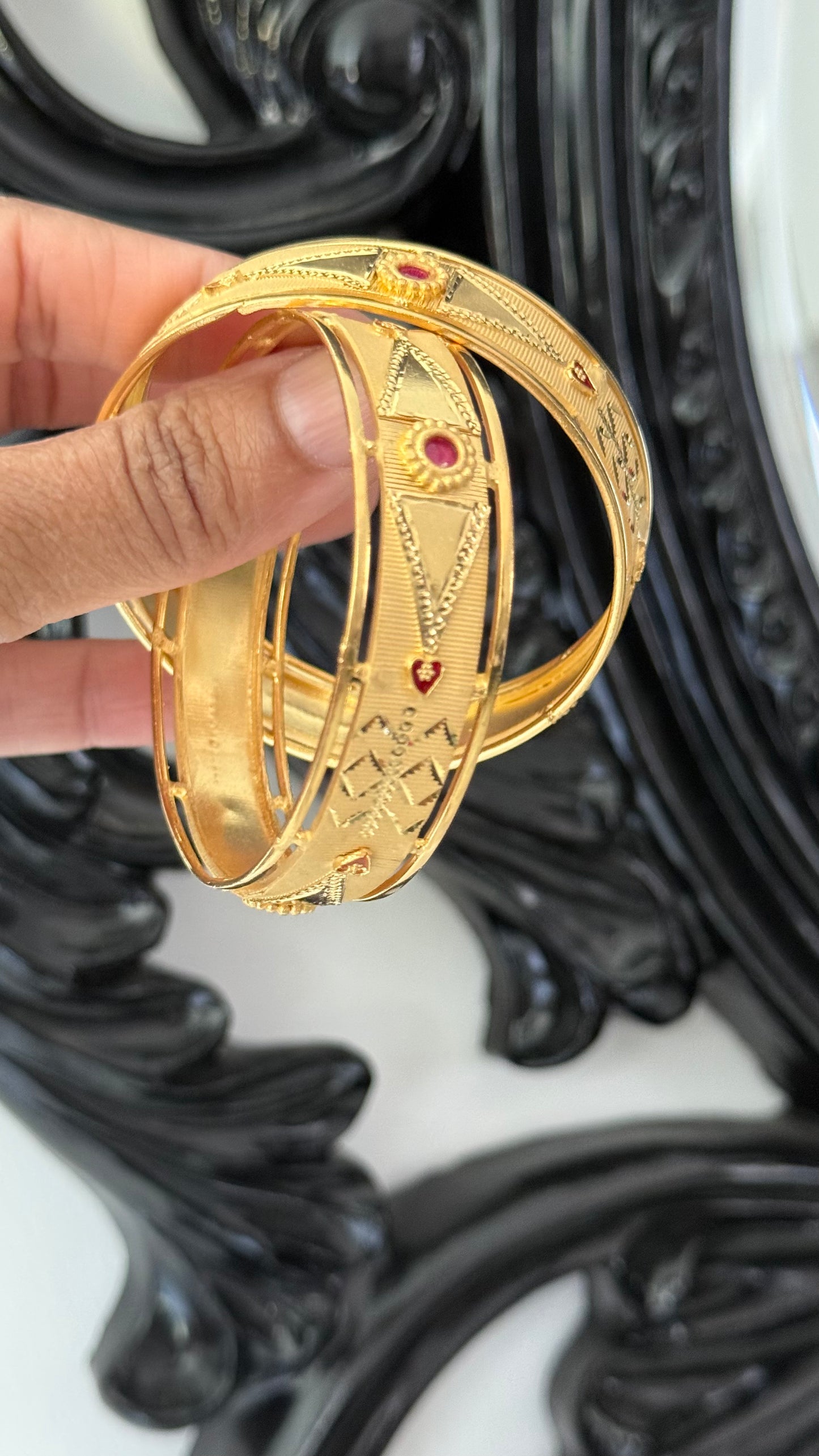 Gold plated kangan Sandookh collection design no 36