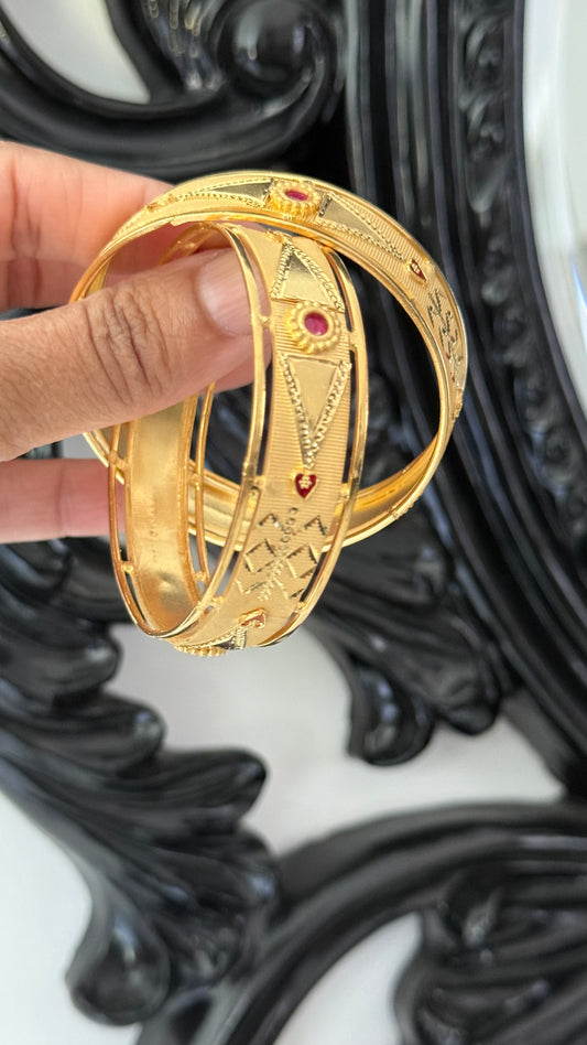 Gold plated kangan Sandookh collection design no 36