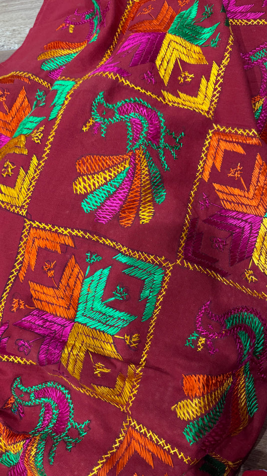 Pure Khaddar Baag Phulkari Hand Work Shawl – Punjabi Virsa Heritage – Australia