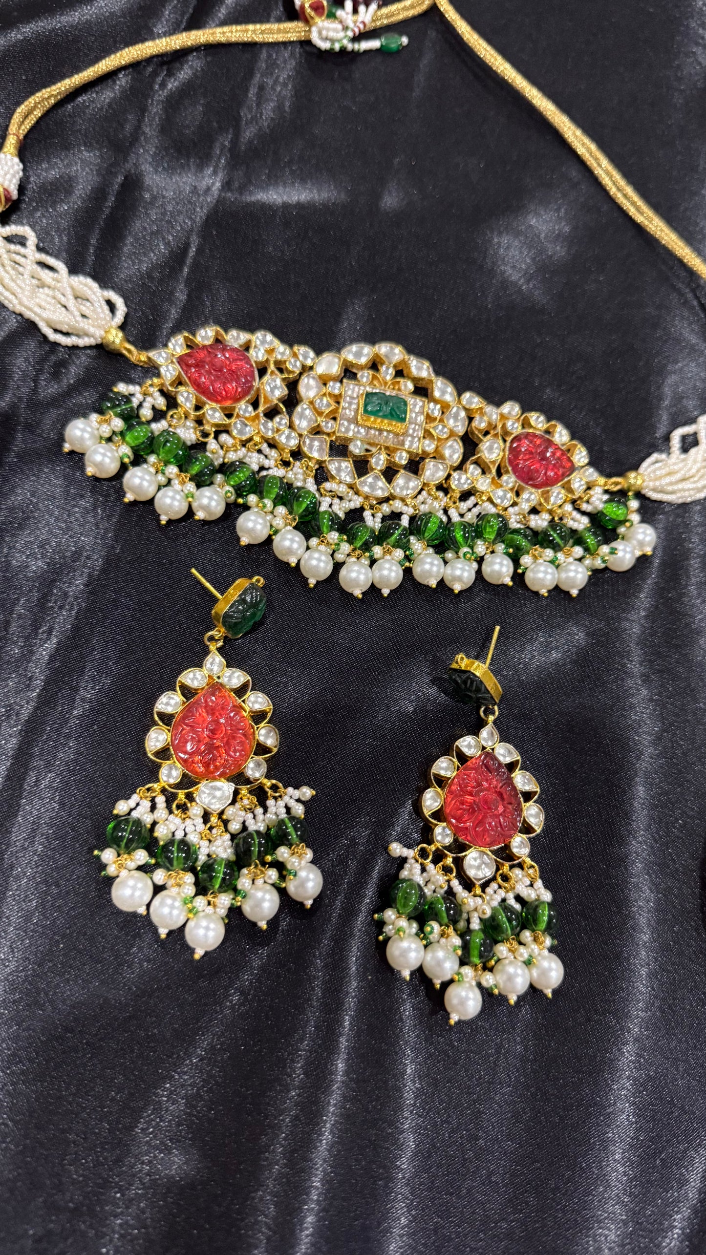 Pachi Kundan Choker Set – Bridal Indian Jewelry with Earrings