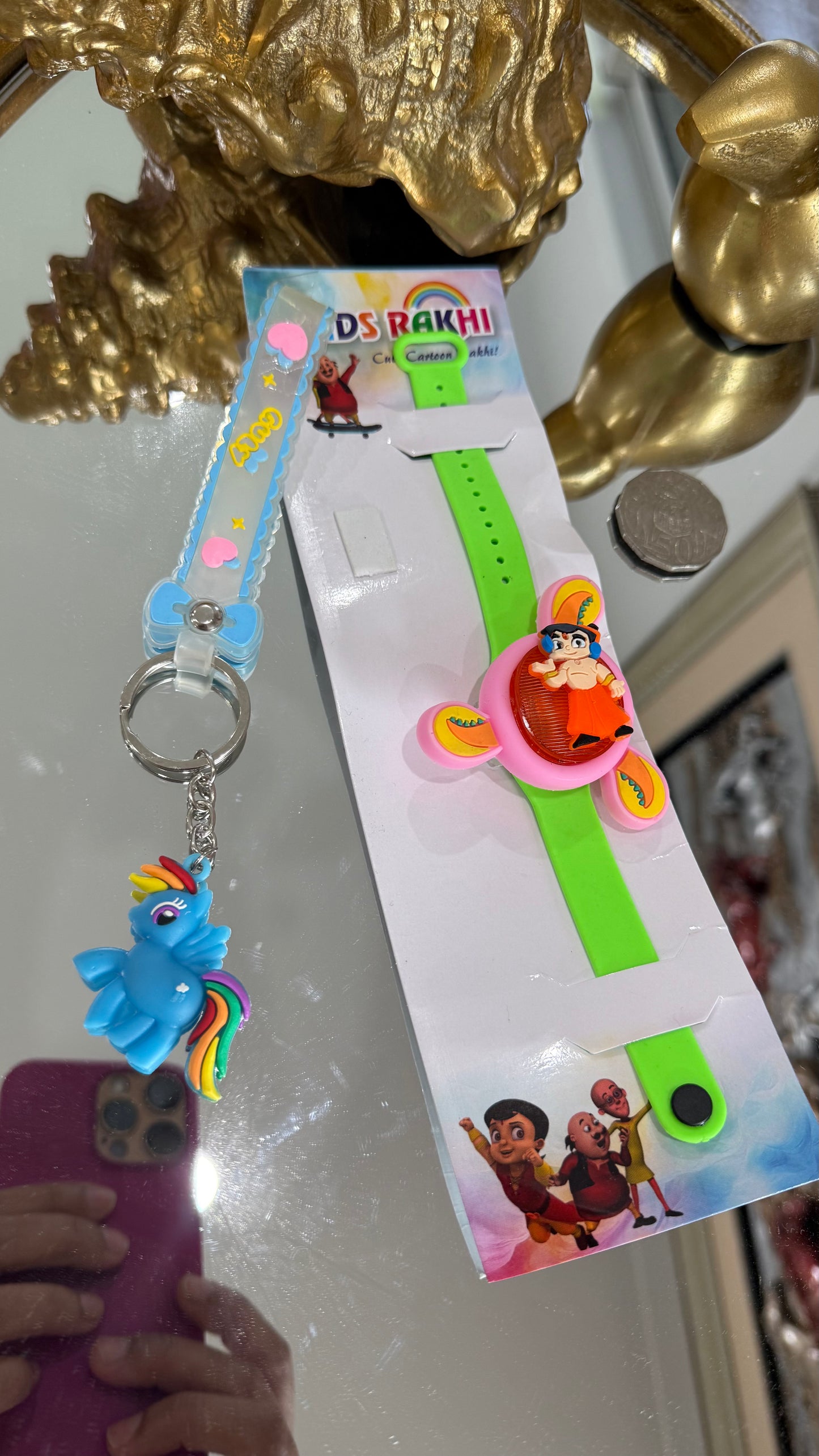Kids Toy Rakhi – with Fidget Spinner with Lights and key chain