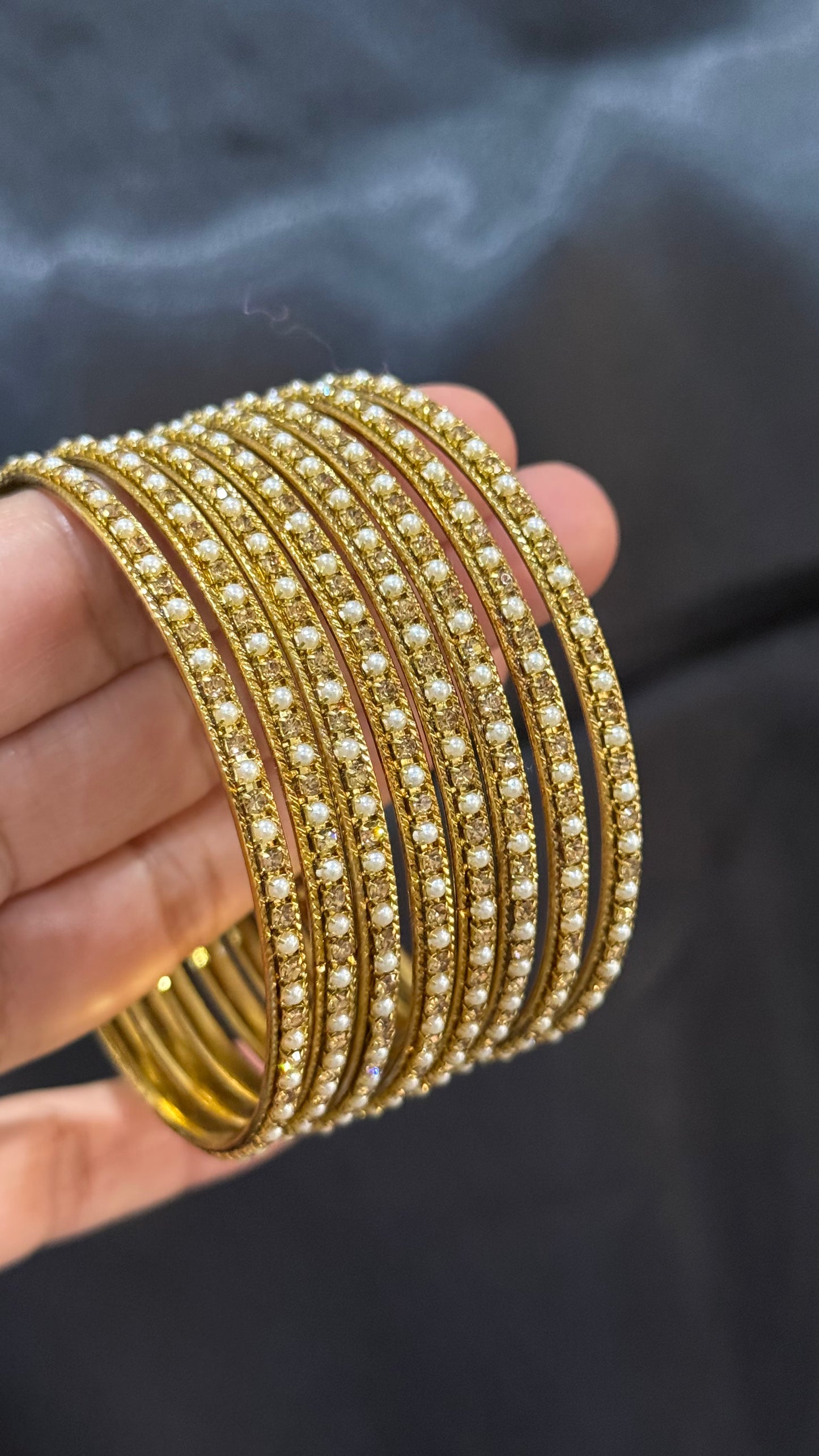 Metal pearl Bangles