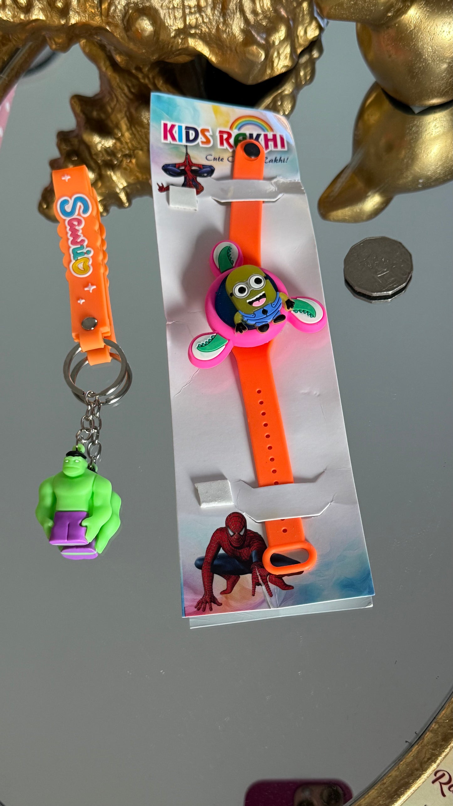 Kids Toy Rakhi – with Fidget Spinner with Lights and key chain