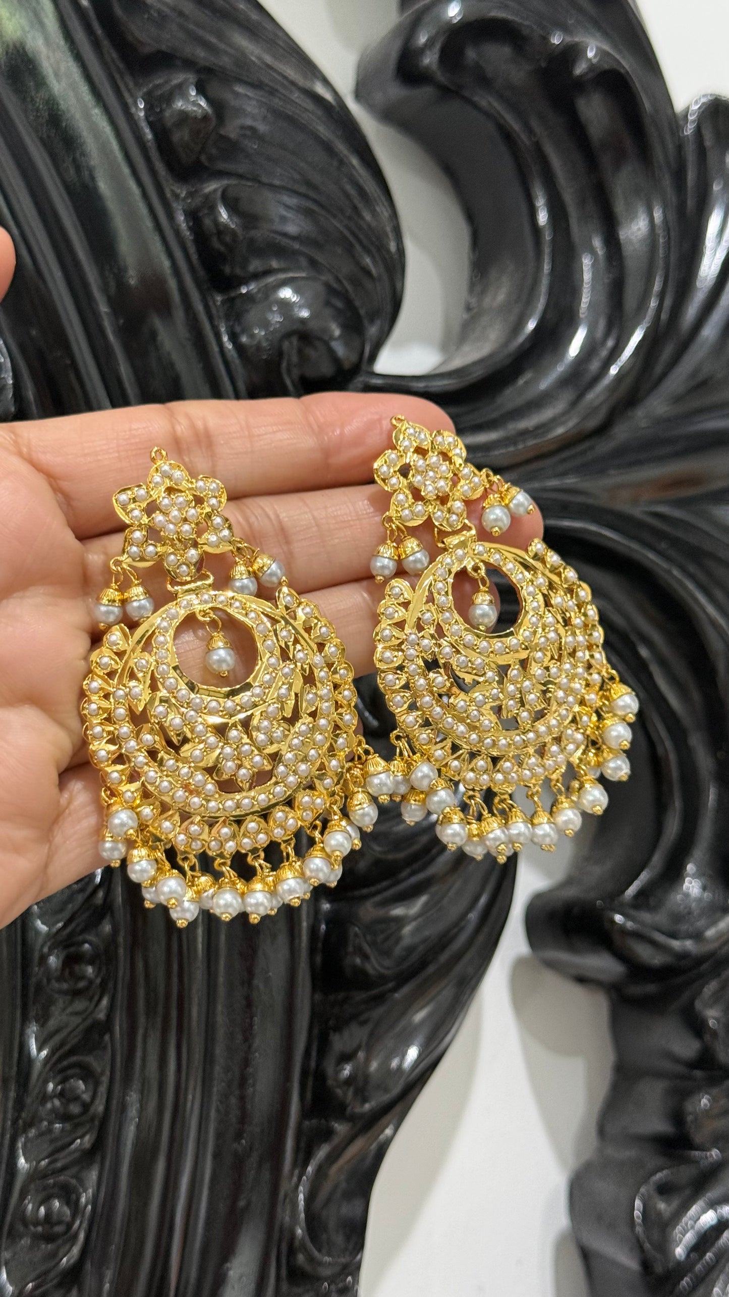 Real jadau gold plated earrings
