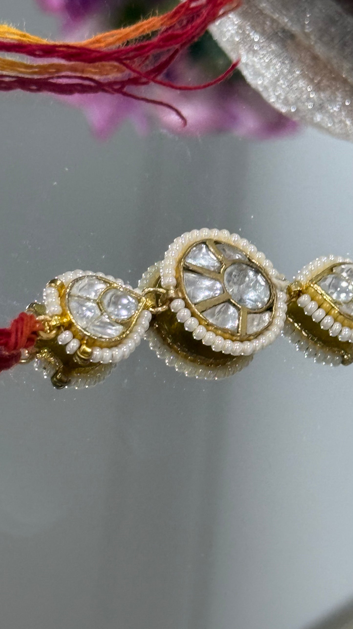 Premium Pachi Kundan Rakhi for Brother Hand Made