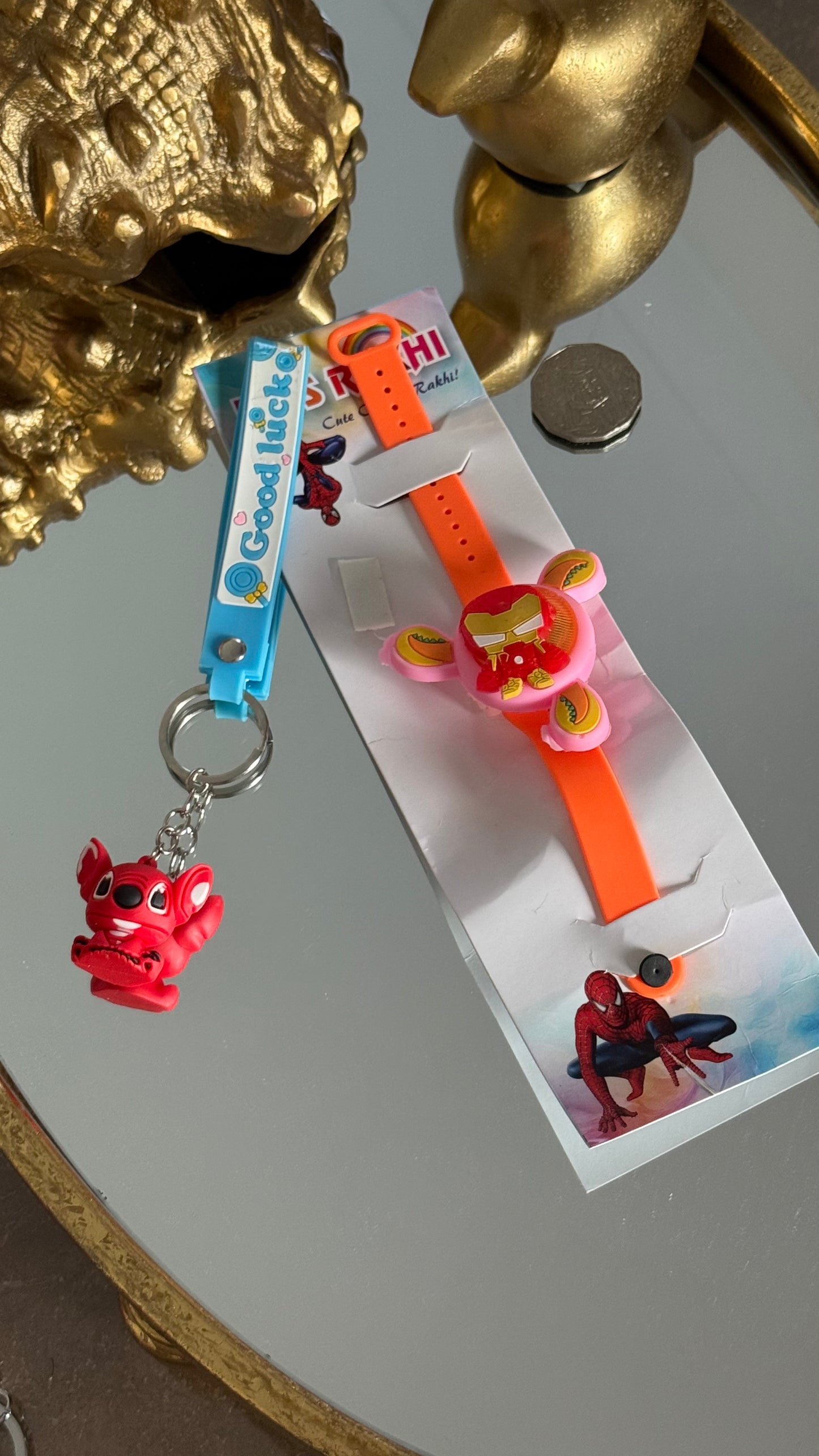 Kids Toy Rakhi – with Fidget Spinner with Lights and key chain