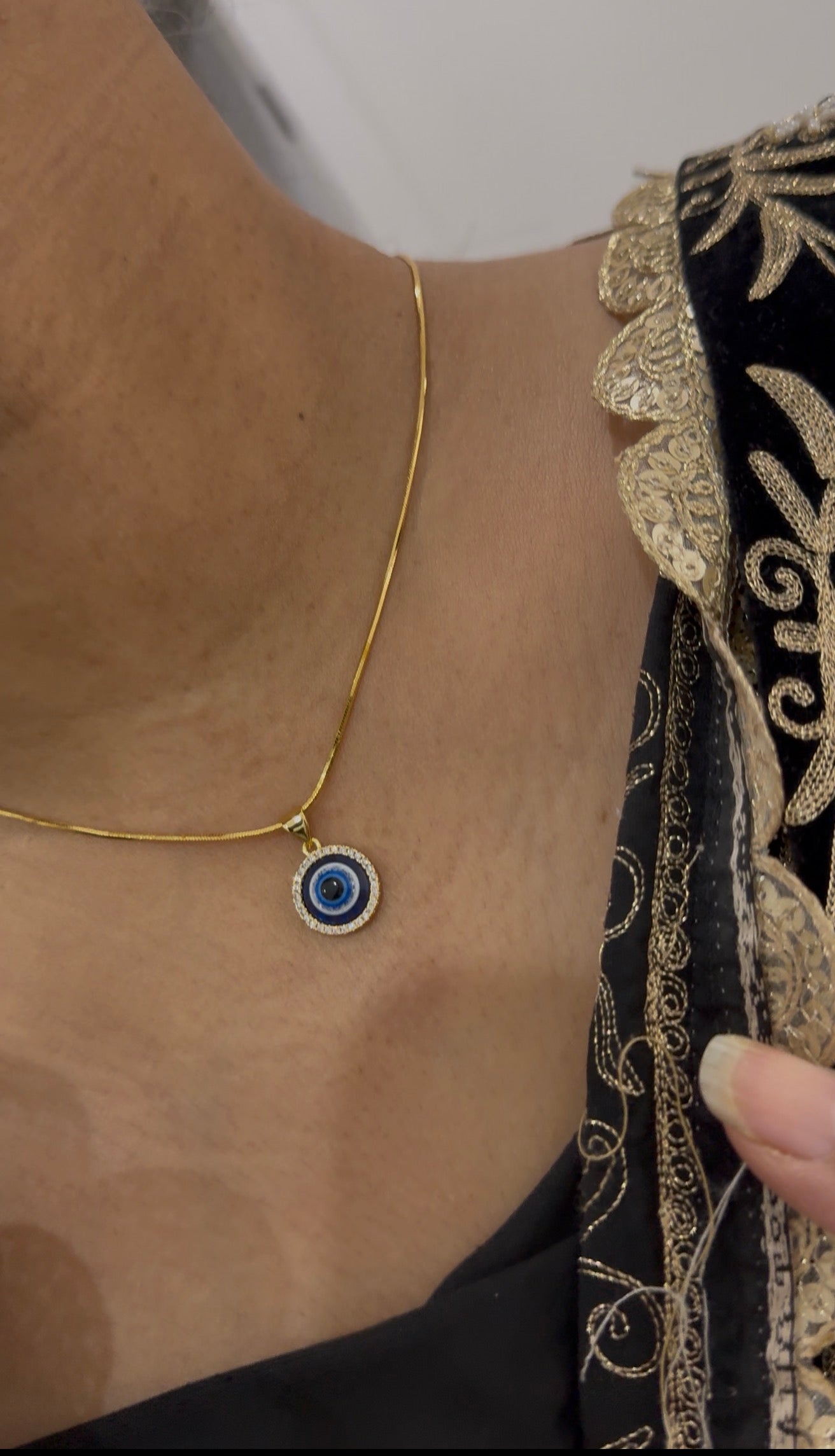 evil eye pendant with chain necklace
