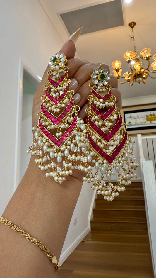 Gold-plated Pachi Kundan earrings for brides and special occasions