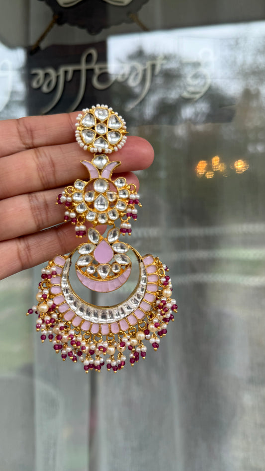 Gold-plated Pachi Kundan earrings for brides and special occasions