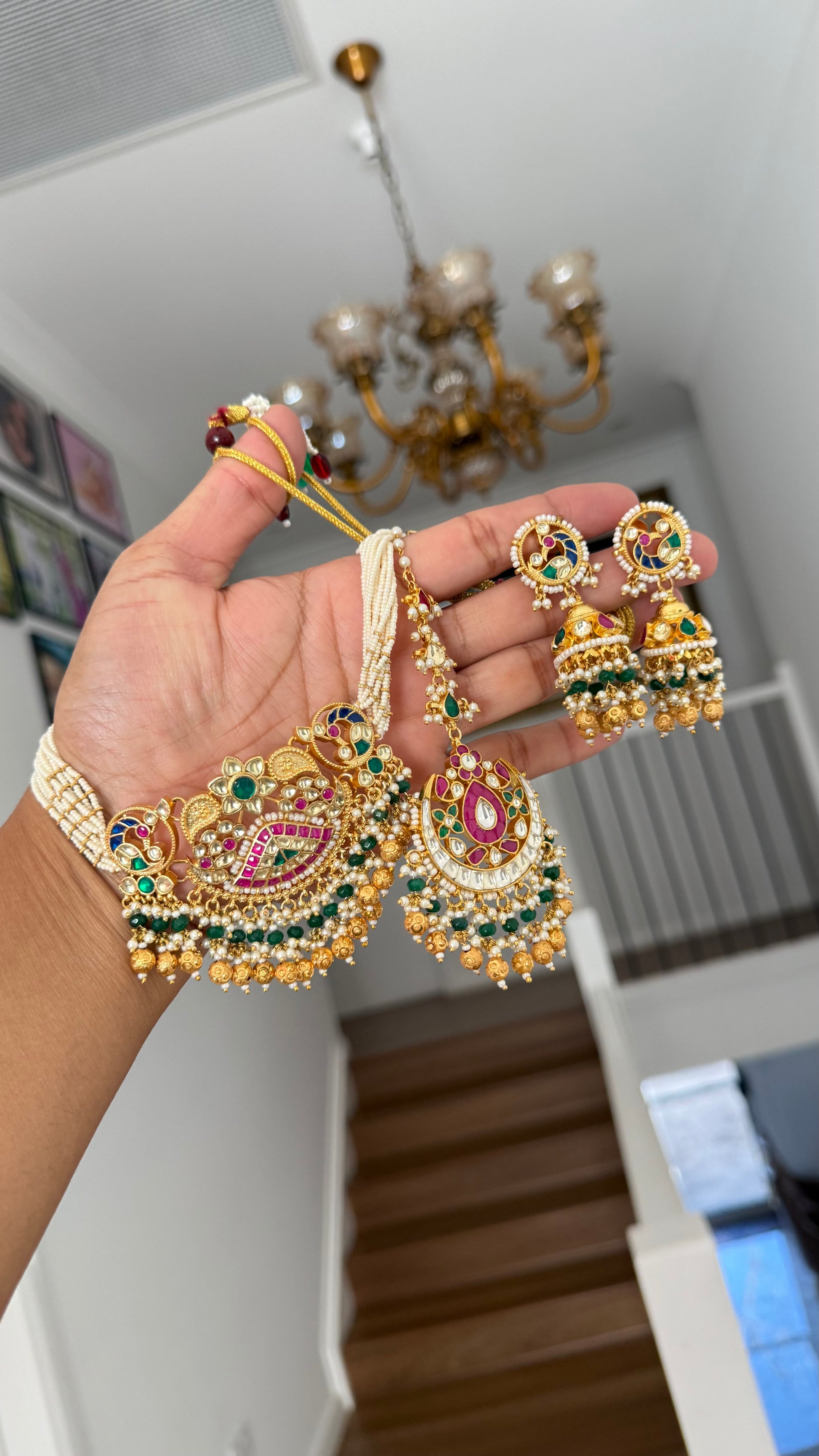 Handmade Pachi Kundan Choker Set in Gold and Meenakari Work