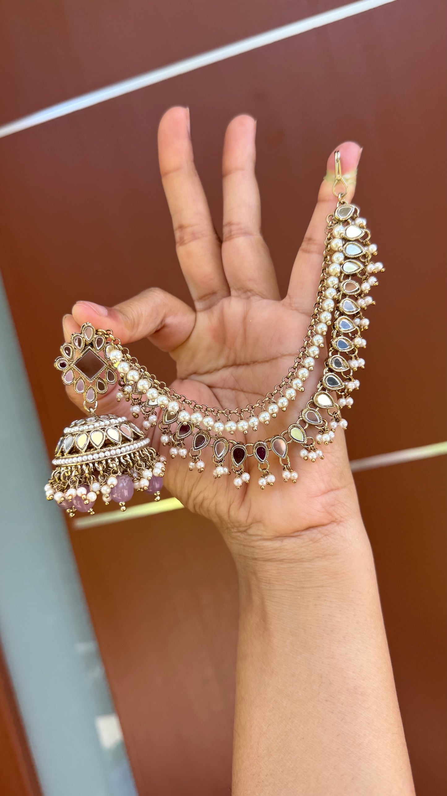 mirror jhumka with sahare