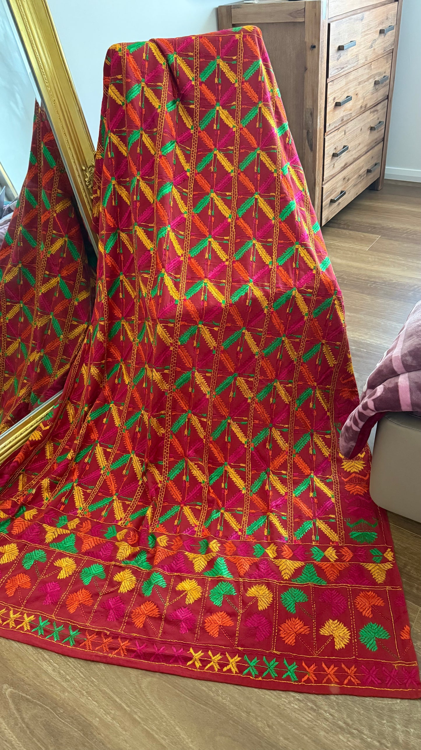 Khaddar Baag Phulkari Hand Embroidered Punjabi Shawl – Heritage Virsa – Australia