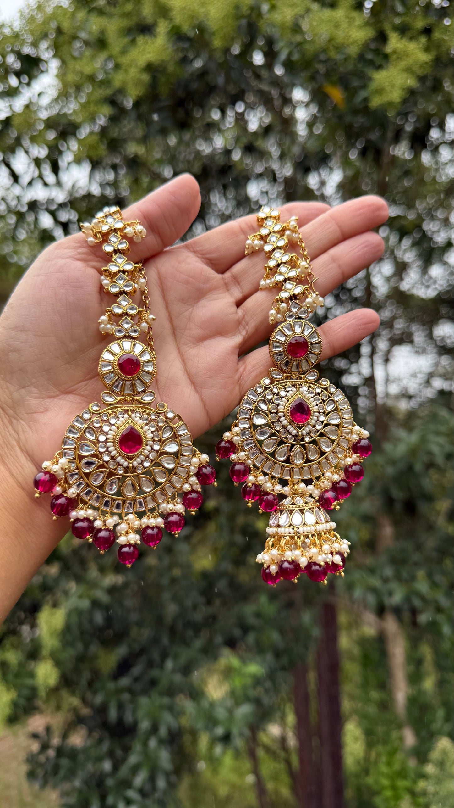 Kundan earrings with attached sahare in Australia