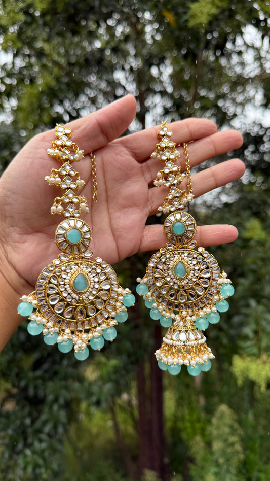 Kundan earrings with attached sahare in Australia